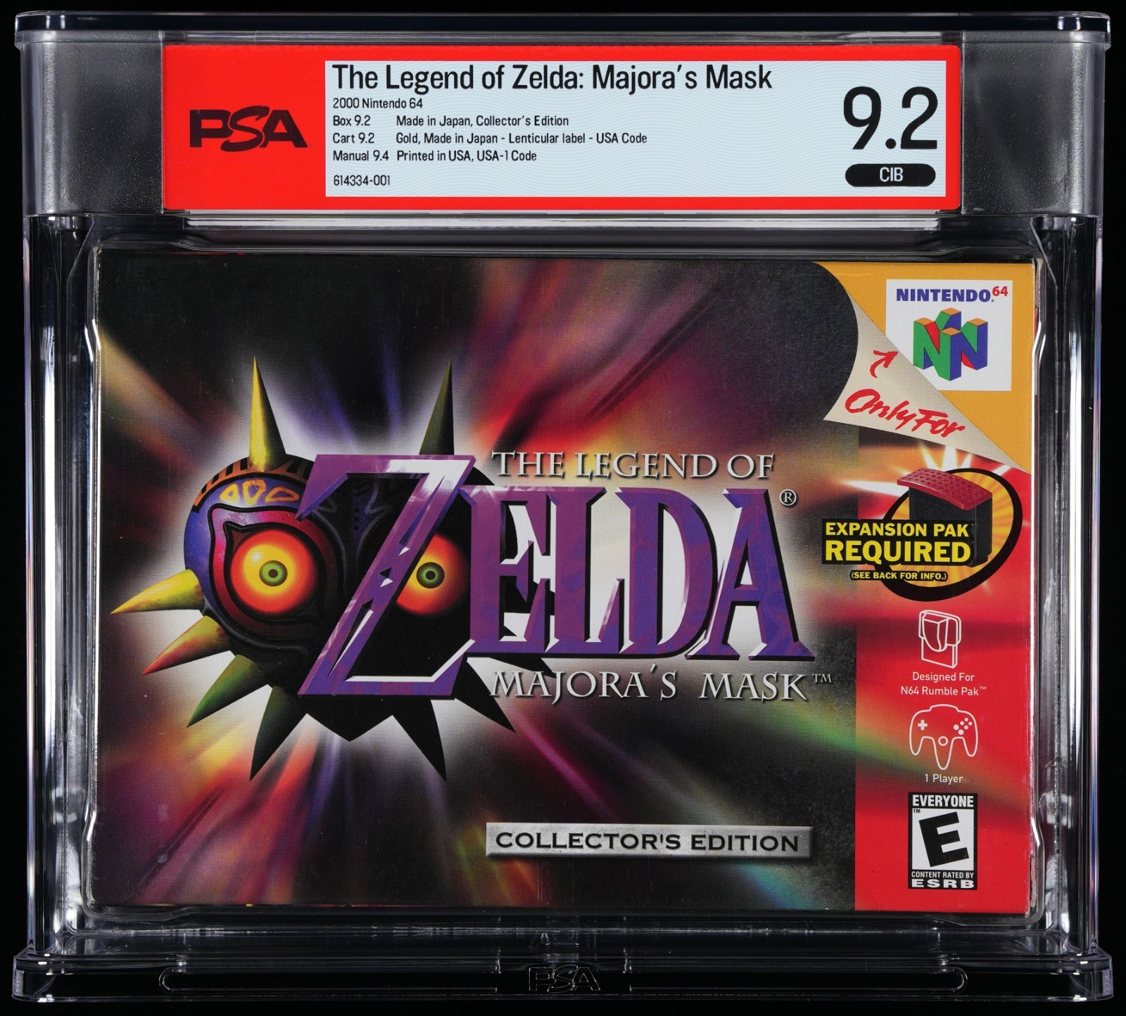 The Legend of Zelda: Majora’s Mask – Collector’s Edition (N64) – PSA 9.2 CIB