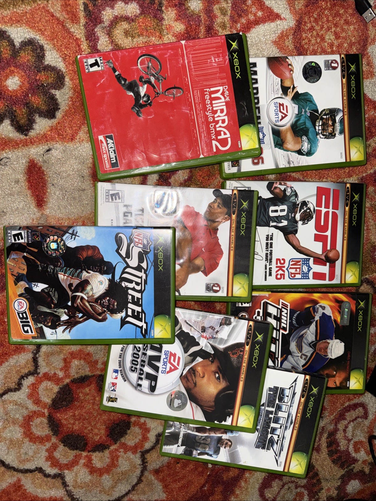 Xbox Game Lot Tiger Woods 06, ESPN NFL 2K5, Madden 06, NFL Street, NHL Hitz 03