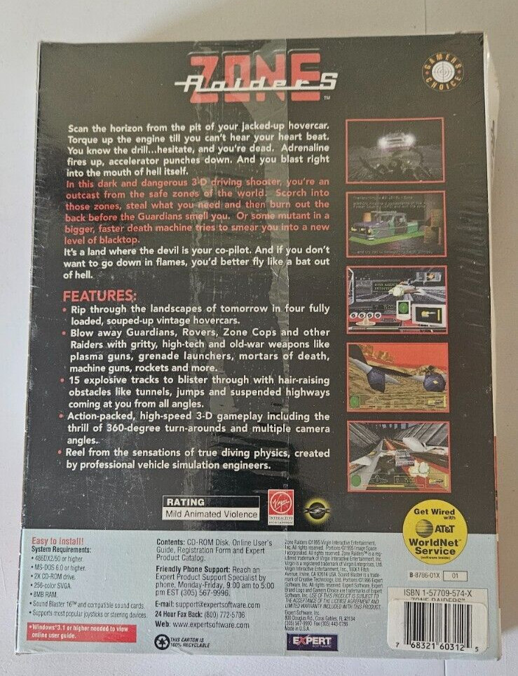 Vtg 1995 PC Video Game Software ZONE RAIDERS SEALED Big Box NEW