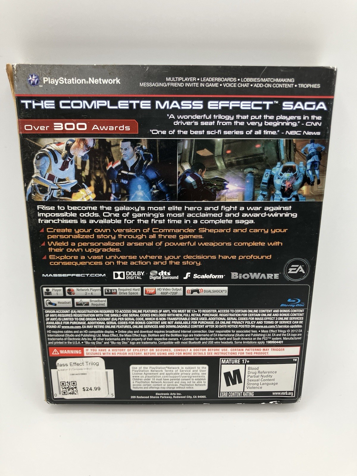 EA Mass Effect Trilogy Sony PS3. Manual Included, Perfect Discs, VG+ w/Sleeve