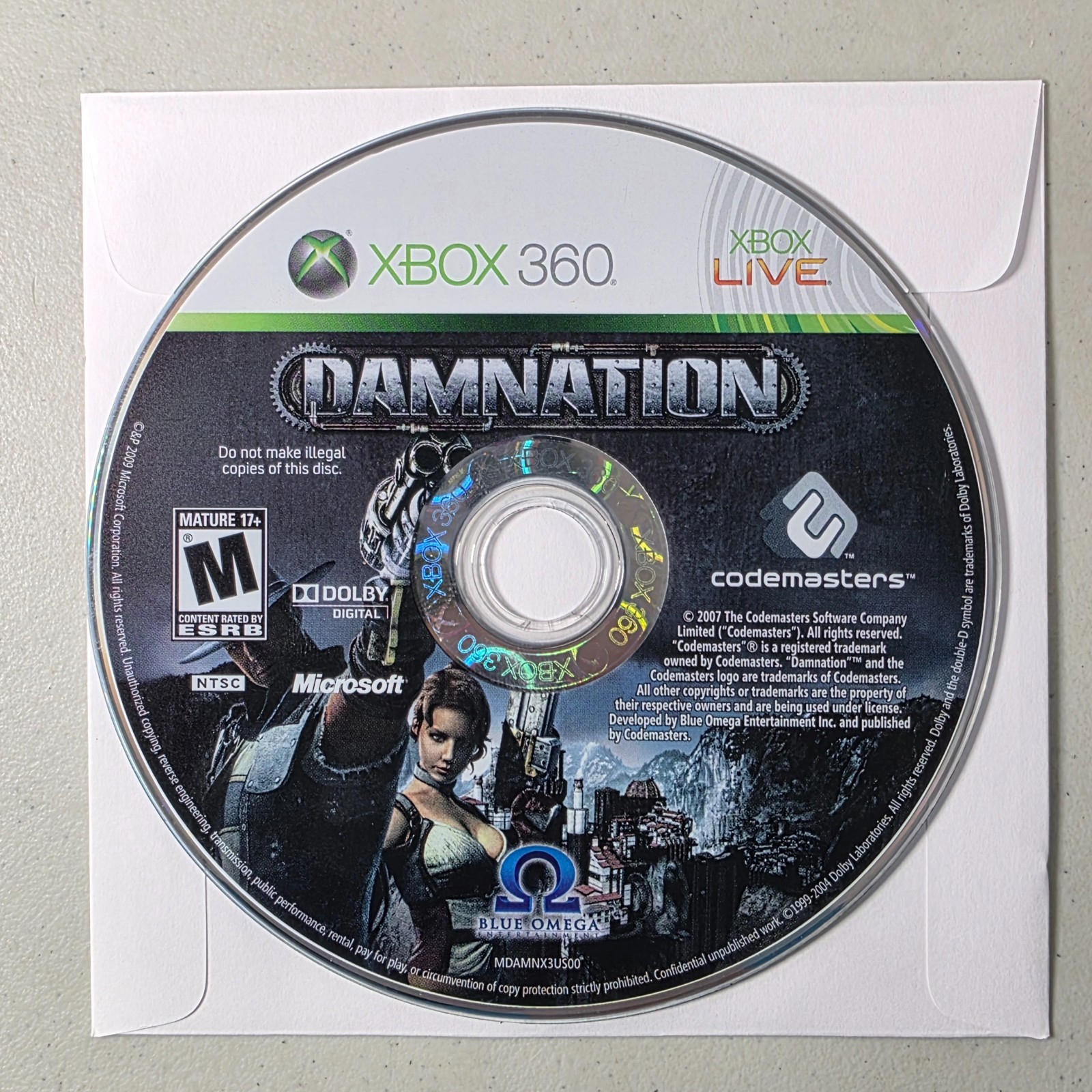 Damnation (Microsoft Xbox 360, 2009) Complete CIB W/ Manual Tested