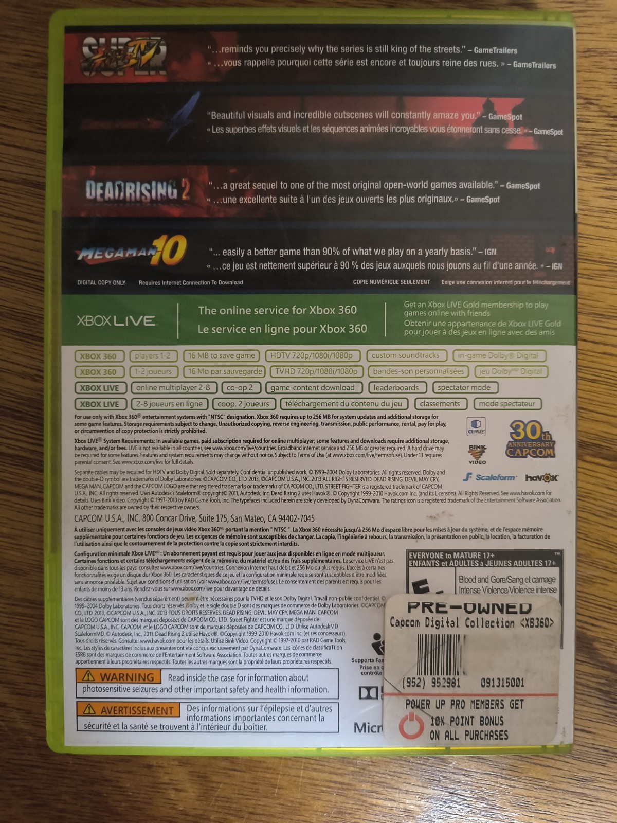 Capcom Essentials (Microsoft Xbox 360, 2013) (No Code)