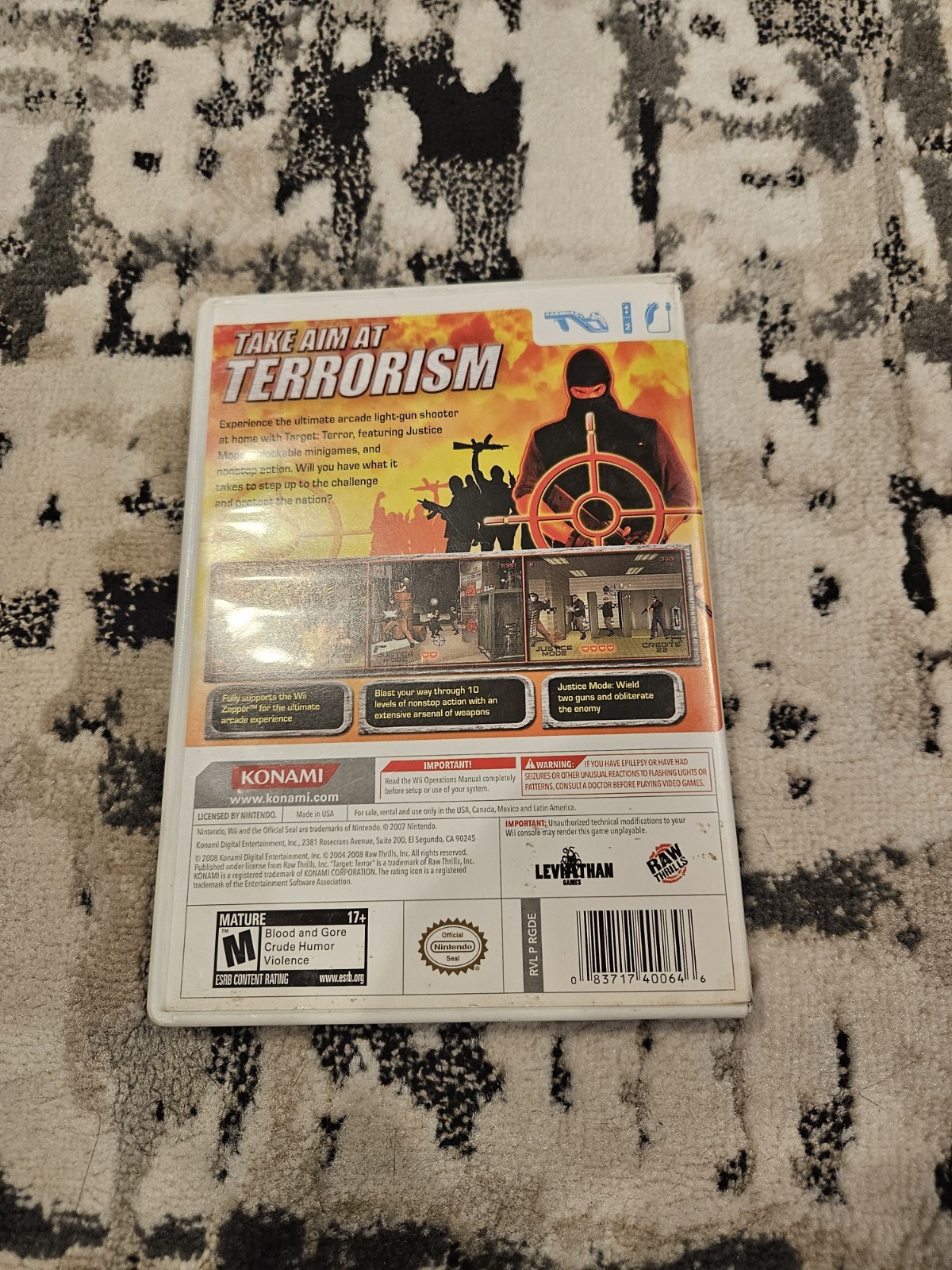 Konami Target: Terror Nintendo Wii Shooter M Rated NTSC-U/C Manual Included 2004