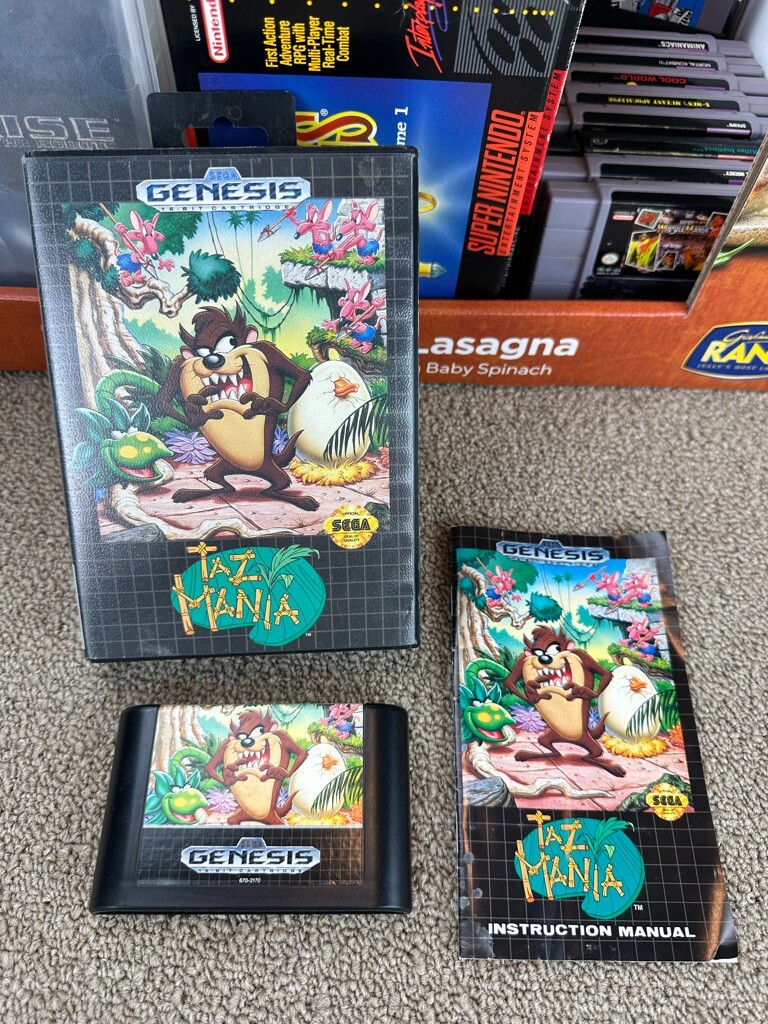 Taz-Mania (Sega Genesis, 1992) Complete W/Manual CIB – TESTED WORKING