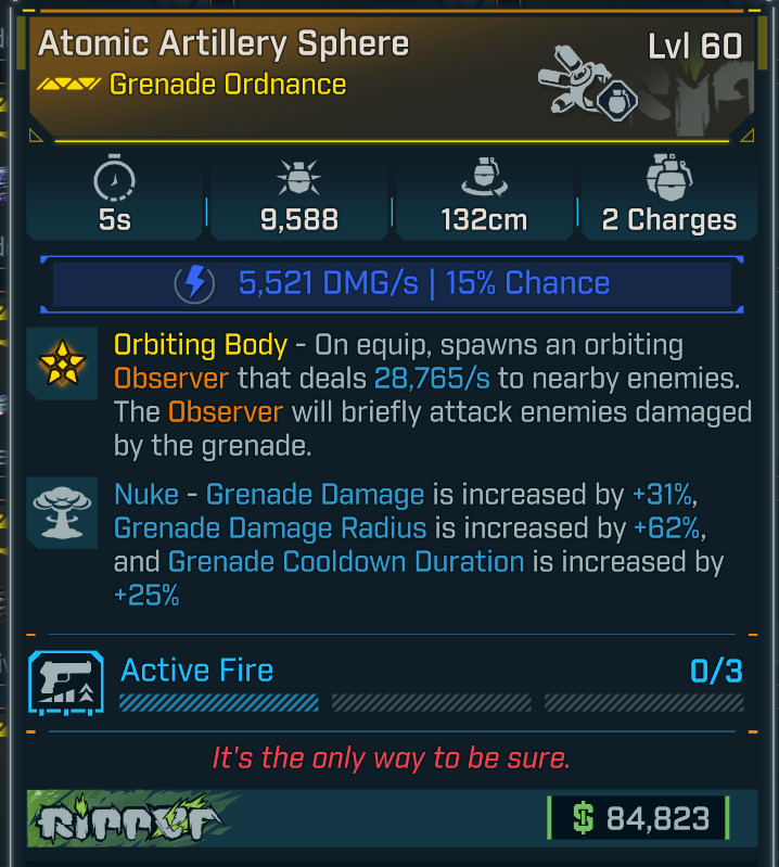 Borderlands 4 ⭐ATOMIC ARTILLERY SPHERE GRENADE