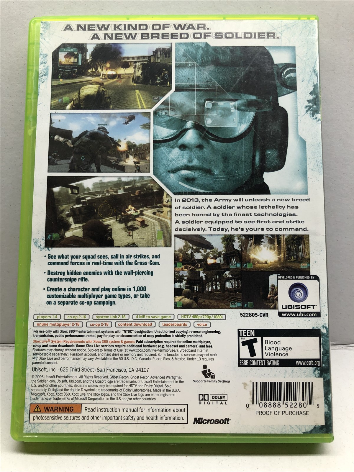 Tom Clancy’s Ghost Recon: Advanced Warfighter (Xbox 360, 2006) Complete Tested