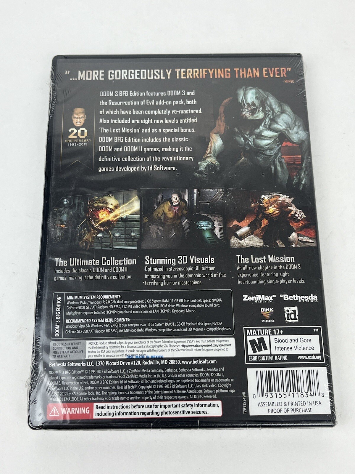 Doom 3: BFG Edition PC Game PC/DVD —BRAND NEW SEALED!
