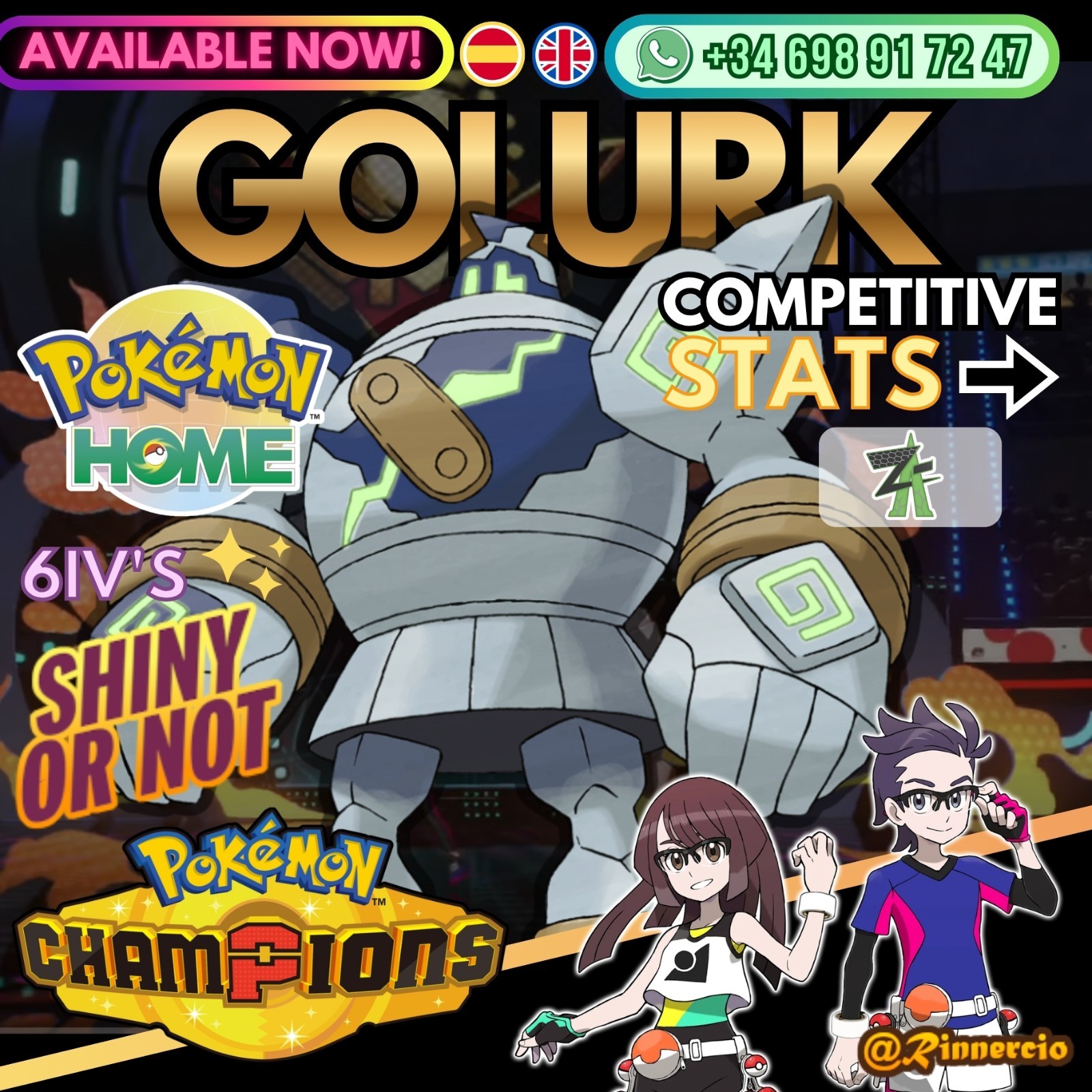 Golurk 6IVs Shiny Competitive VGC for Pokemon Champions and Home