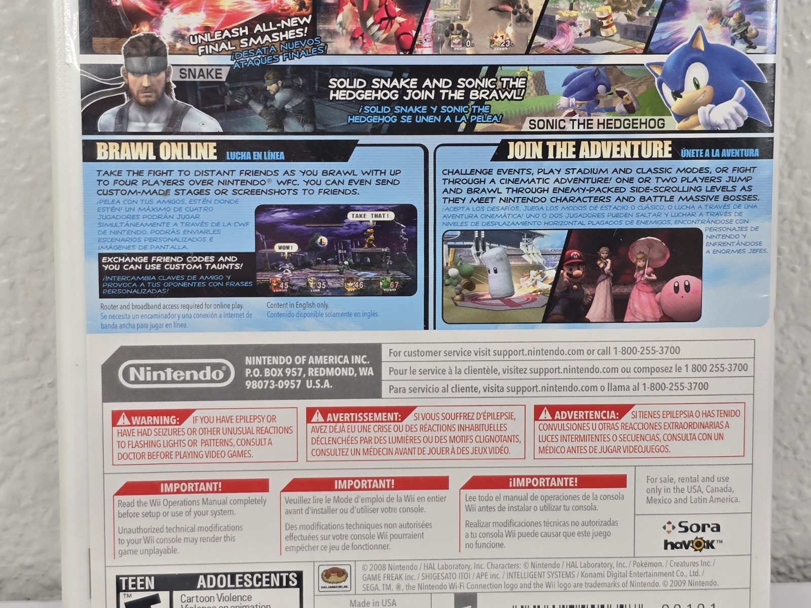 Super Smash Bros Brawl Nintendo Wii Game CIB Complete With Manual Tested