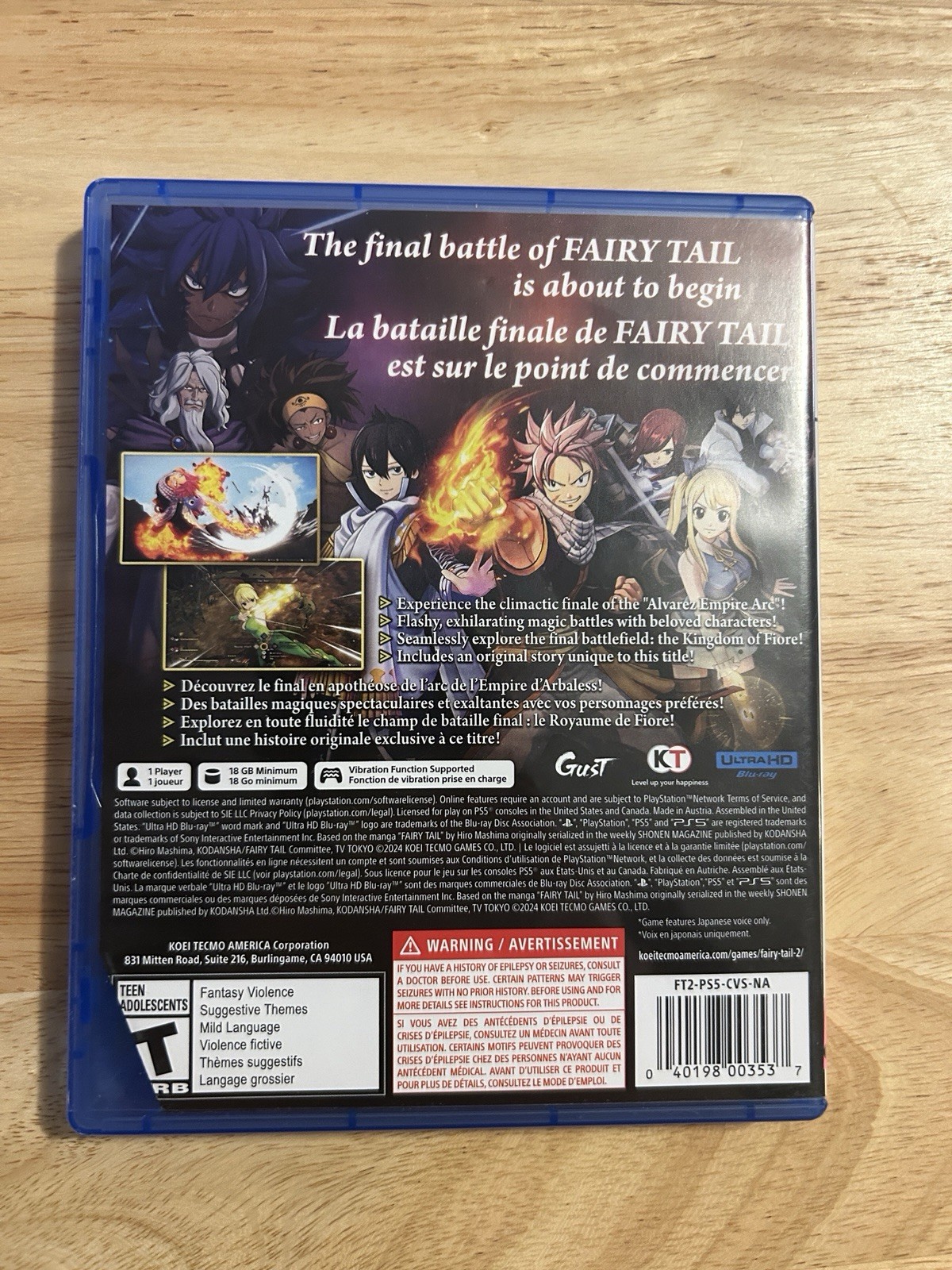 Fairy Tail 2 PlayStation 5, PS5 Anime RPG Koei Tecmo – Tested CLEAN DISC Ex-lib