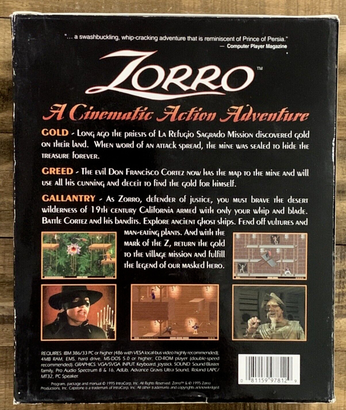 Vintage Zorro PC Game CD Rom 1995 Plus Manuals Boxed