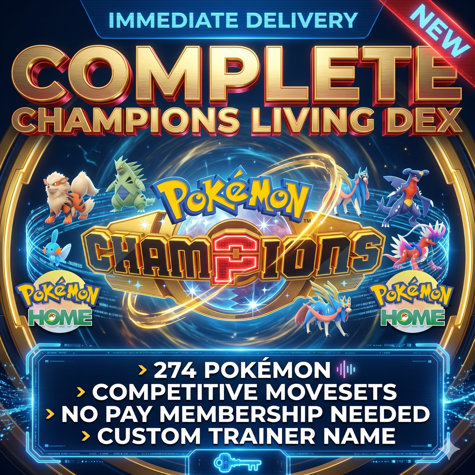 Premium Pokémon Complete Shiny Living Dex | Safe for HOME (No X-Label) | Custom
