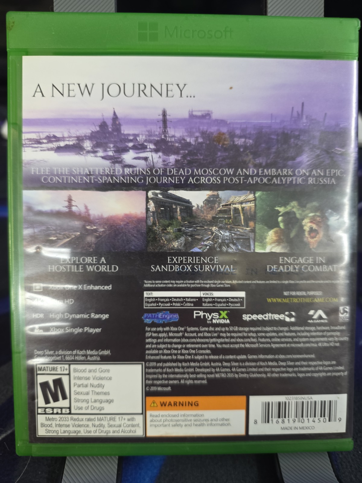 Replacement Original Box Case Xbox One XB1 – Metro Exodus
