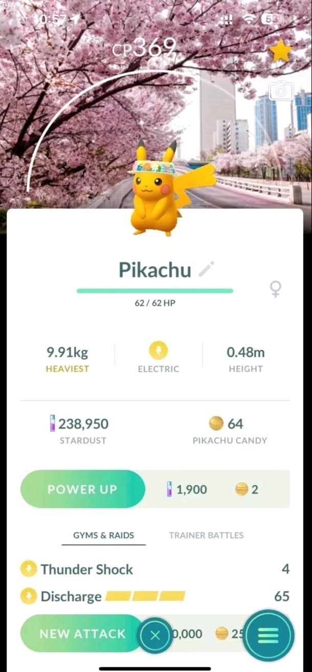 Shiny Pikachu ( Flower Hat ) ( Spring Blossom BG ) Pokémon Trading Go