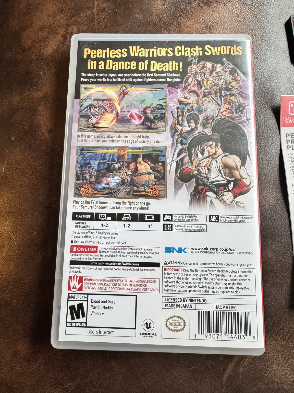 Samurai Shodown – includes joycon skins (Nintendo Switch, 2020) NTSC clean