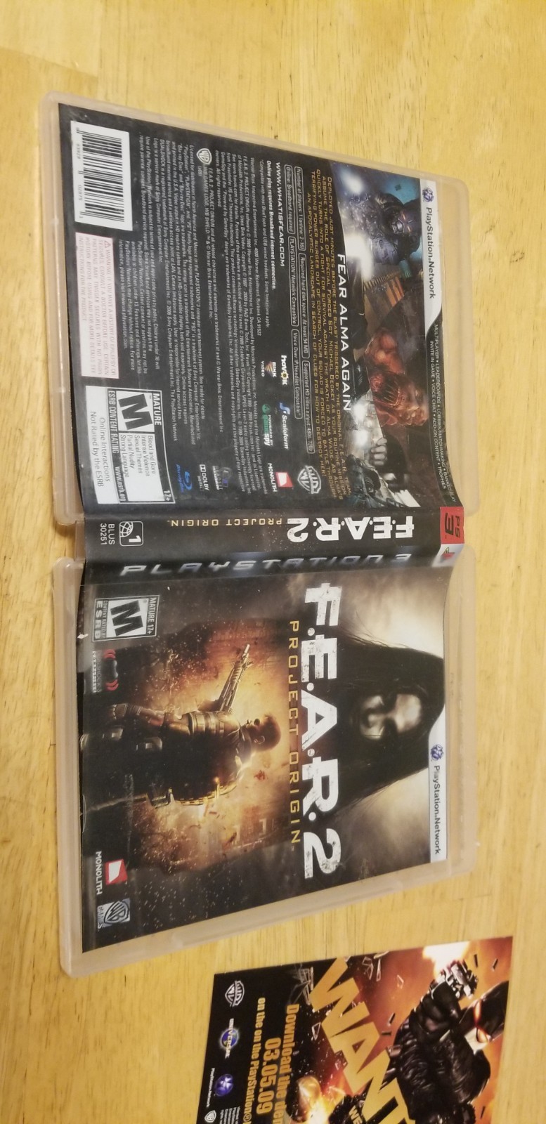F.E.A.R. 2: Project Origin PS3 (Sony PlayStation 3, 2009) CIB Complete w/ Manual