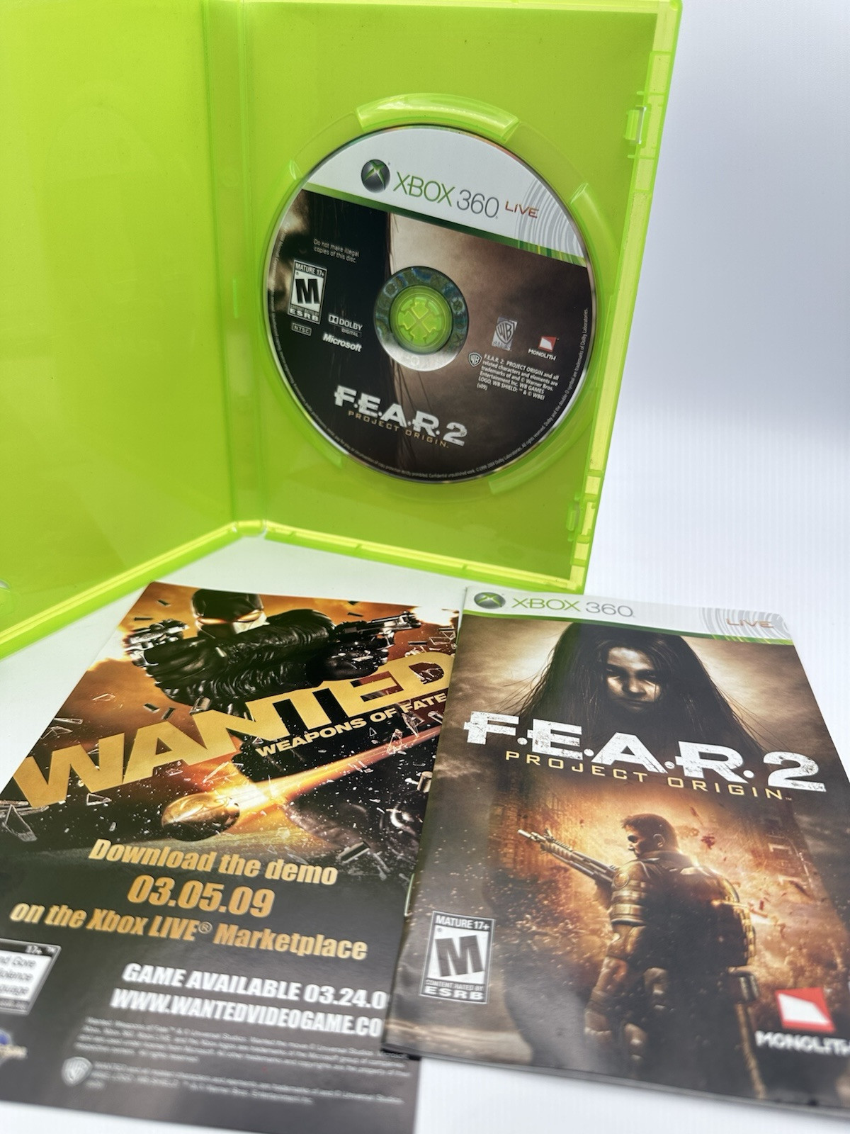 F.E.A.R. 2: Project Origin & Mass Effect – Xbox 360 Games GUC, Sold As Pair