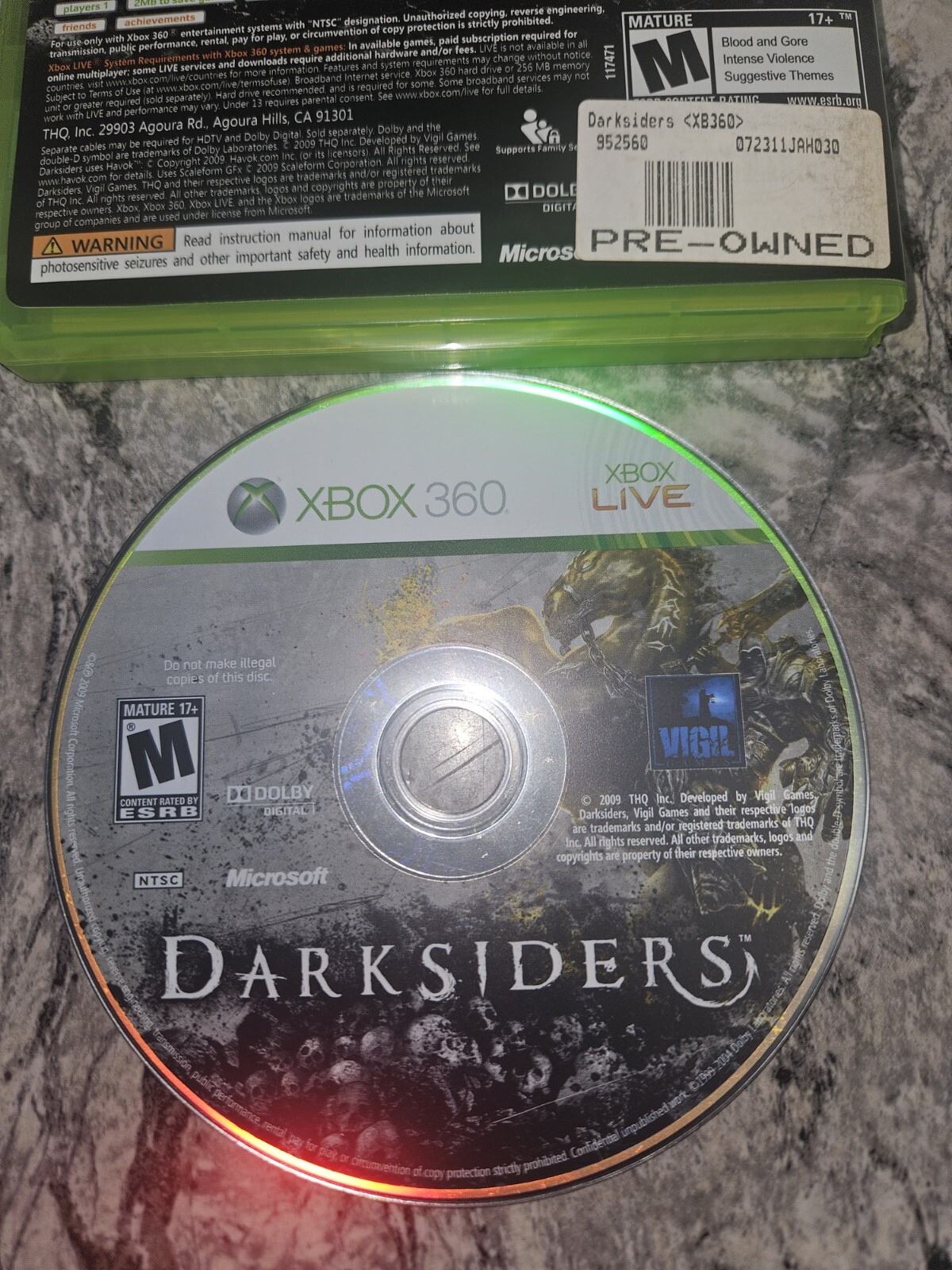 Darksiders (Microsoft Xbox 360, 2010) No Manual Tested