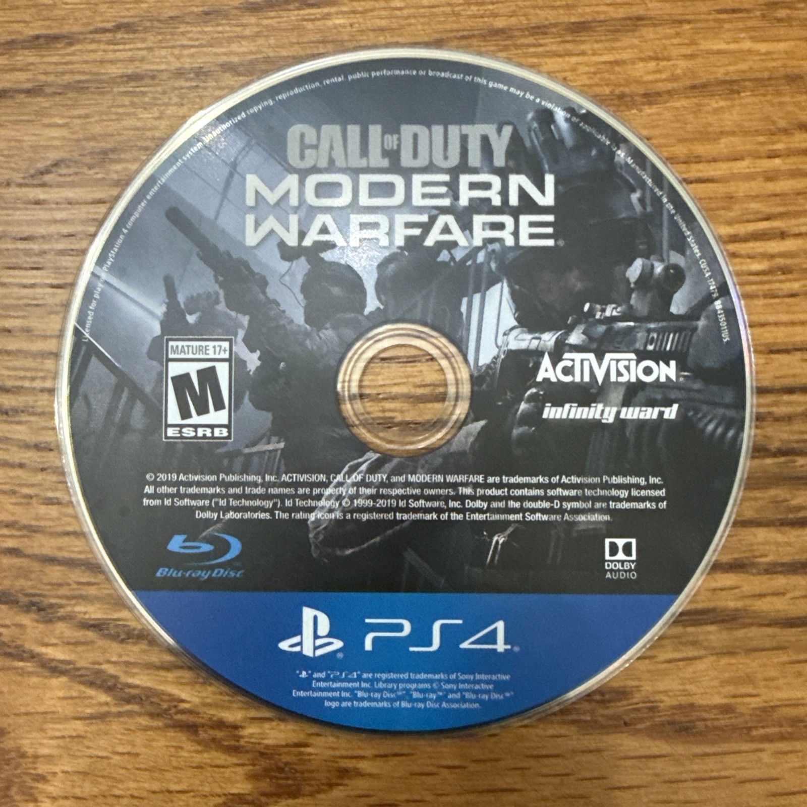 Call of Duty Modern Warfare PS4 Activision FPS Shooter Video Game Disc only