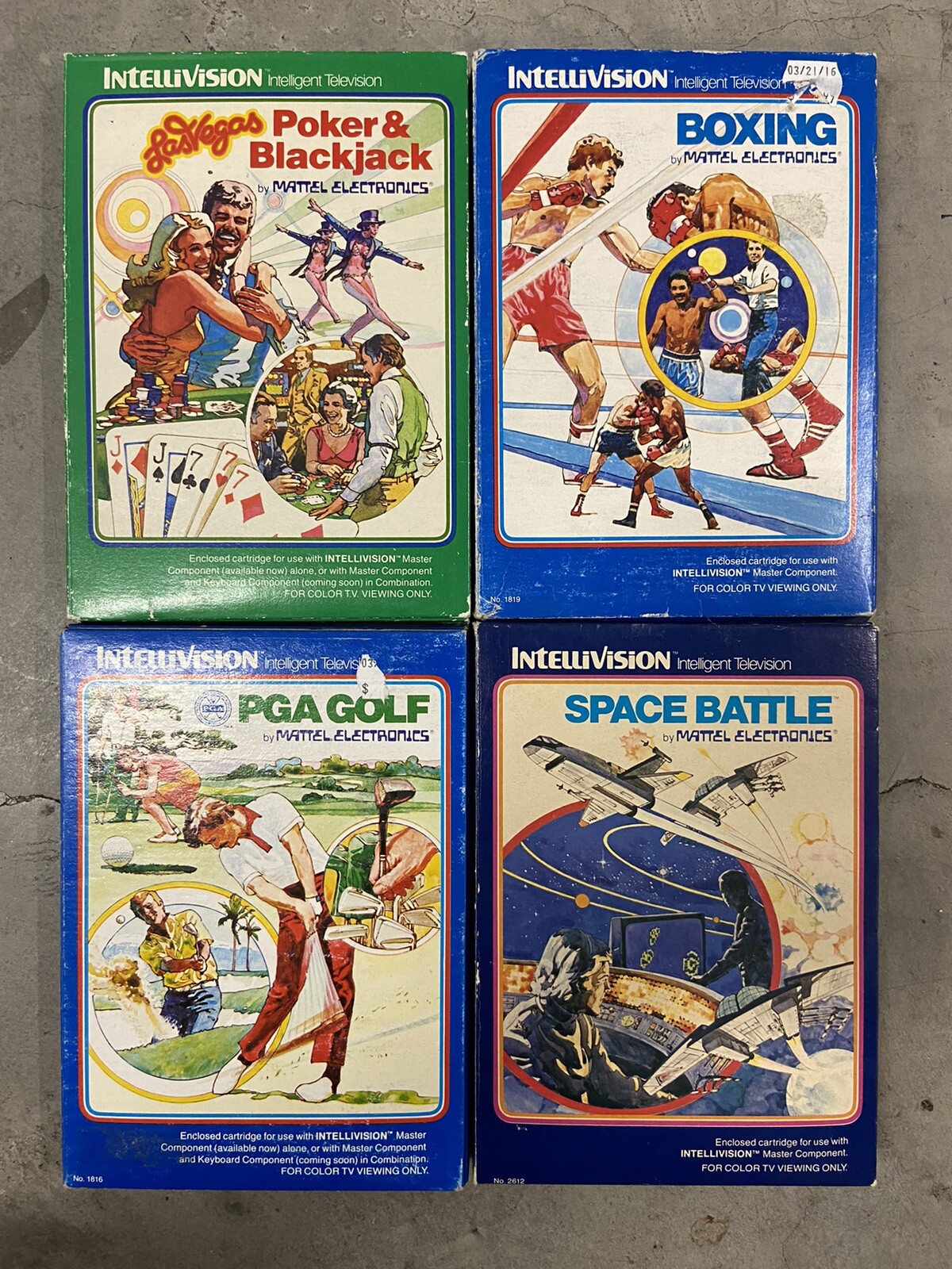 Lot of 4 Mattel Intellivision Sport & SPACE Games in BOX w/ Manual & Overlays