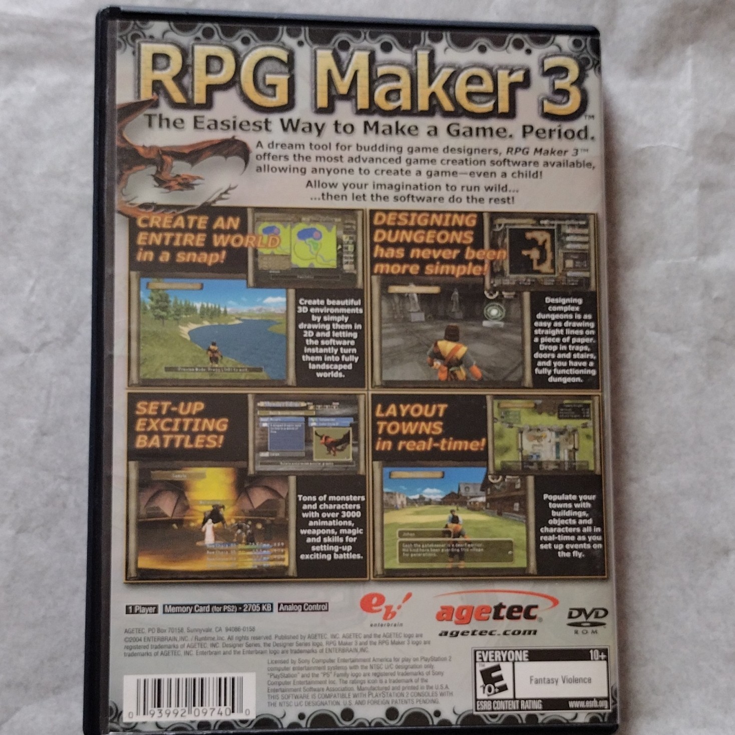 Agetec RPG Maker 3 Sony PlayStation 2 Role Playing Fantasy No Manual (download)