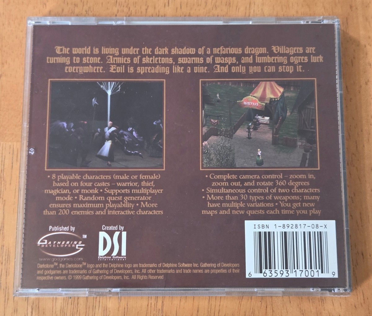 Dark Stone Darkstone Gathering DSI CD Windows PC Big Box Game 1999 No Manual