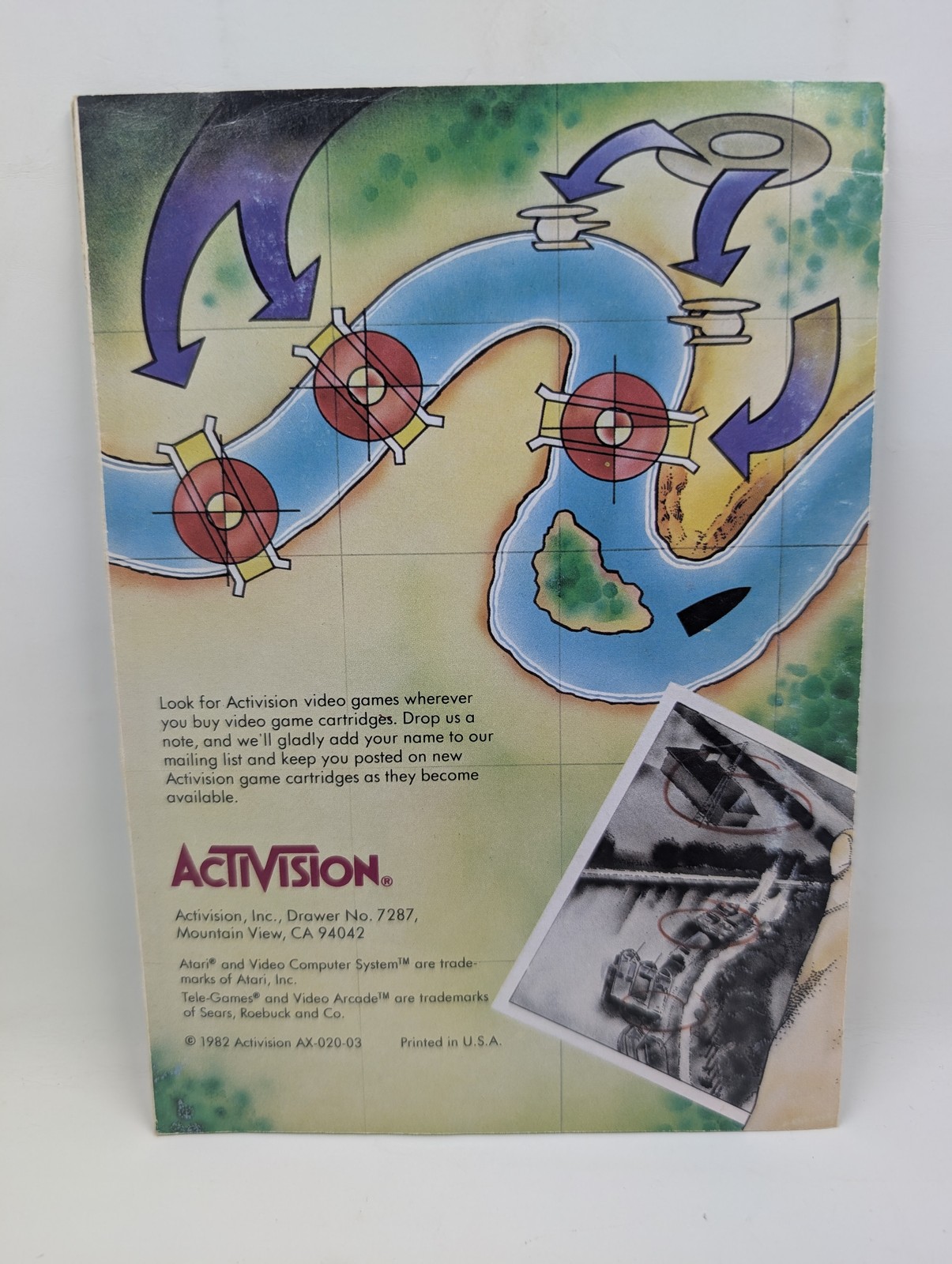 Activision River Raid Atari 2600 1982 Cartridge + Plan of Operation Tested Clean