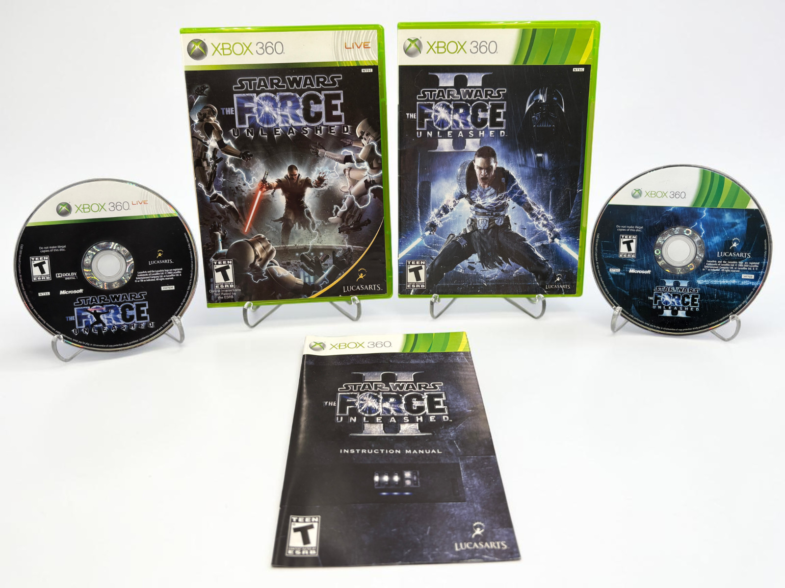 Star Wars The Force Unleashed 1 & 2 II Bundle Lot – Xbox 360 – Tested Free Ship