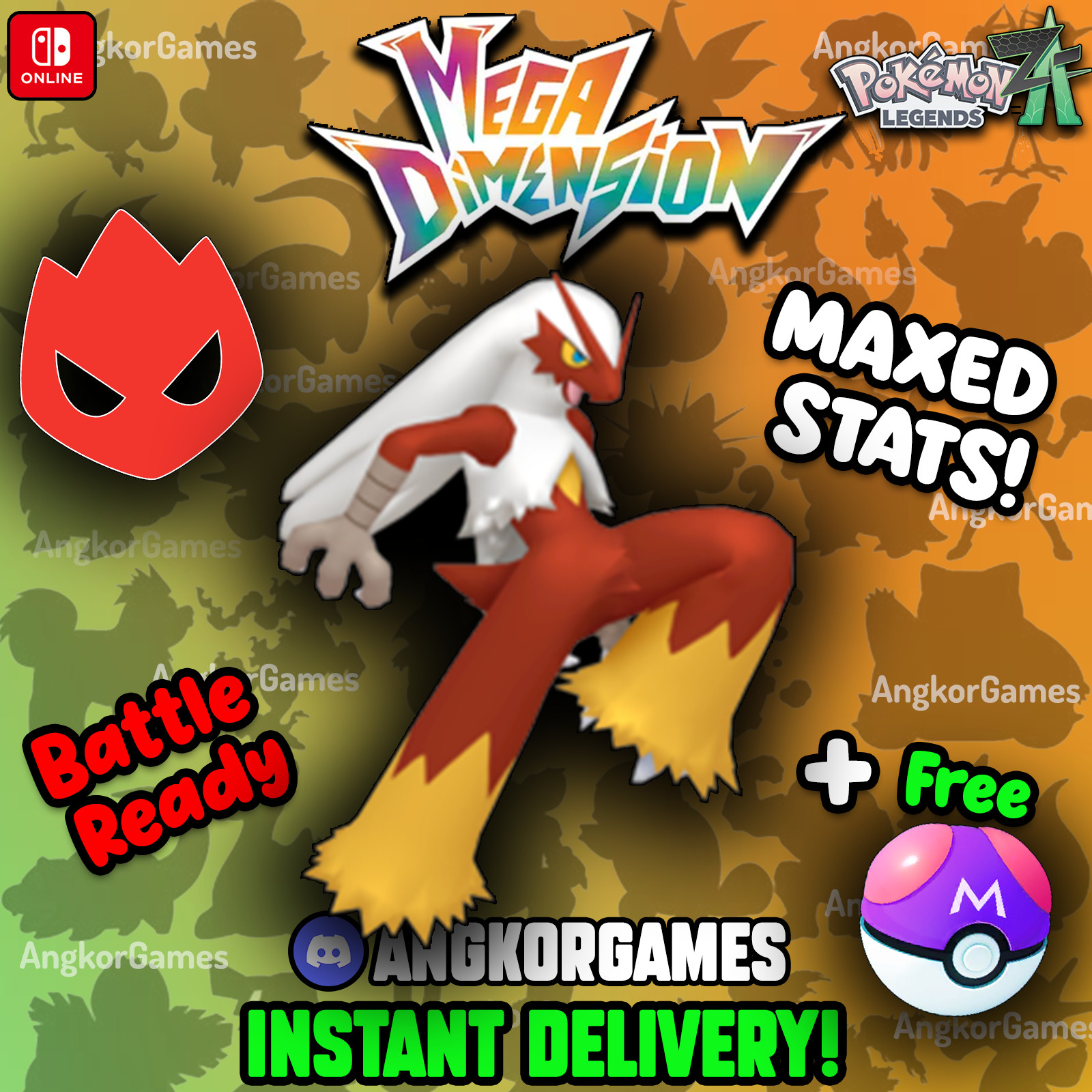 ✨ Shiny 6IV Blaziken✨ALPHA ✨Mega Dimension DLC ✨ Maxed EVs ✨ Pokemon Legends ZA