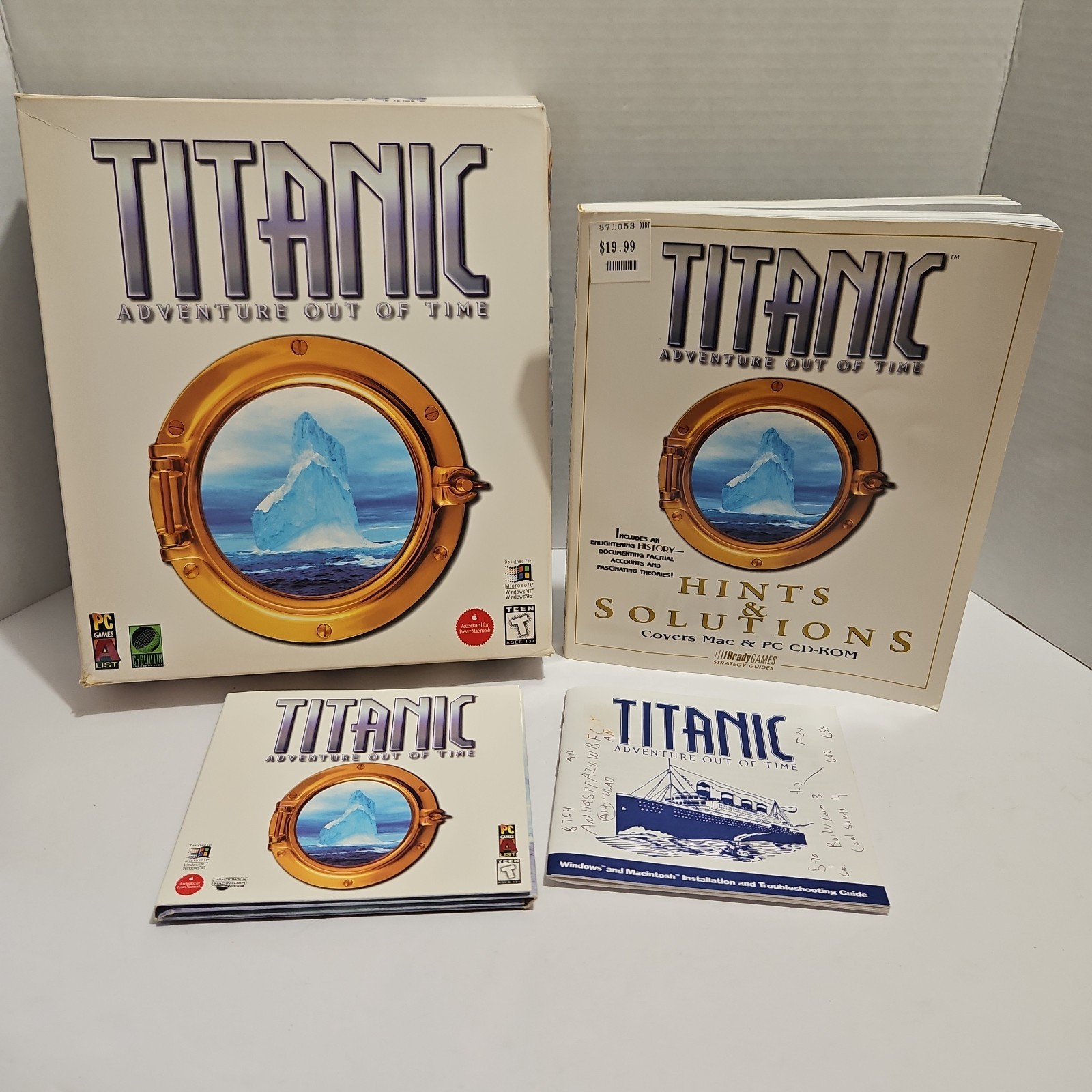 Titanic Adventure Out of Time PC Big Box Complete 2 Disc Mac 1996 Hints Book