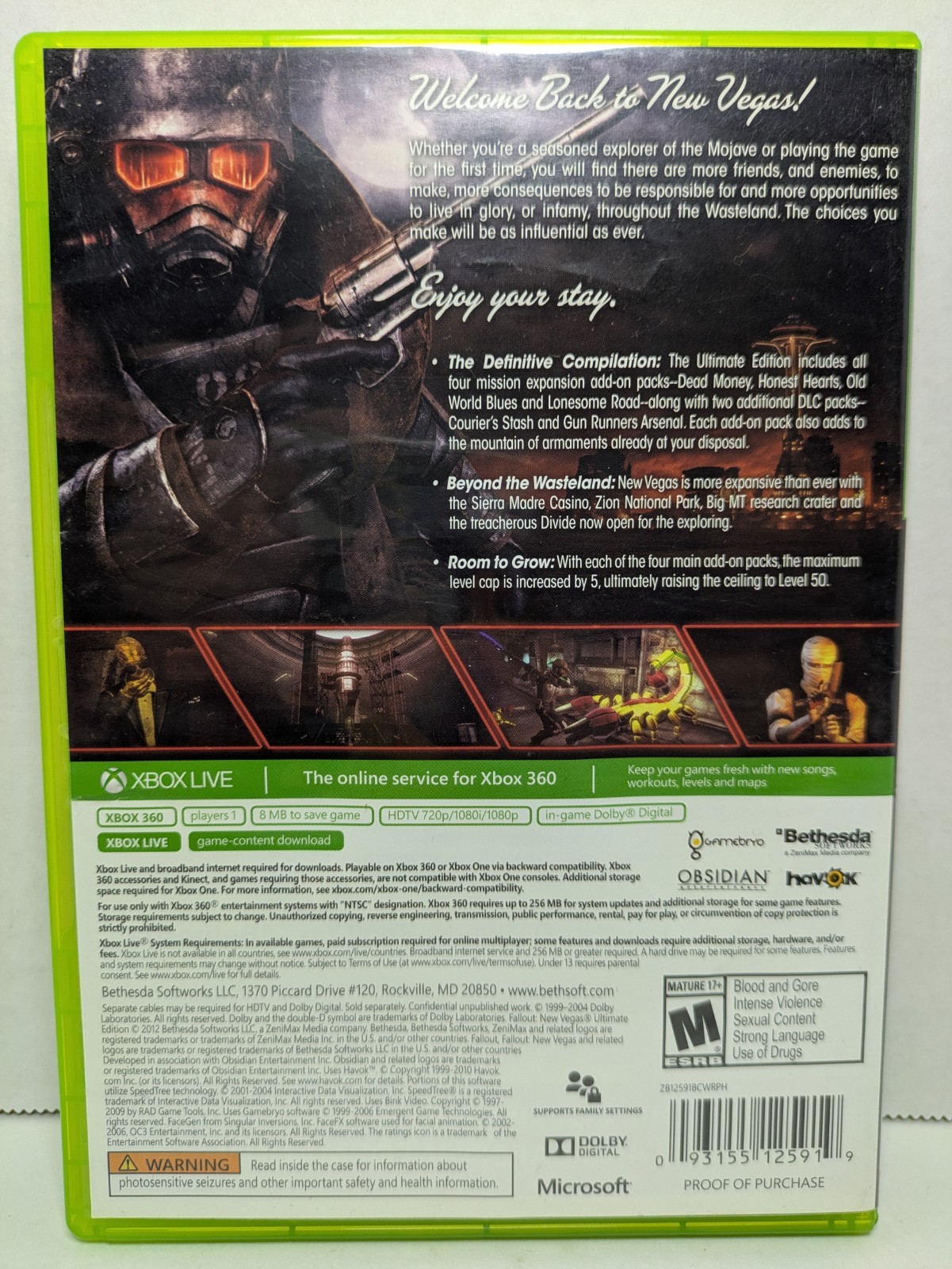 Fallout: New Vegas — Ultimate Edition (Xbox 360/One, 2012) No Manual Tested