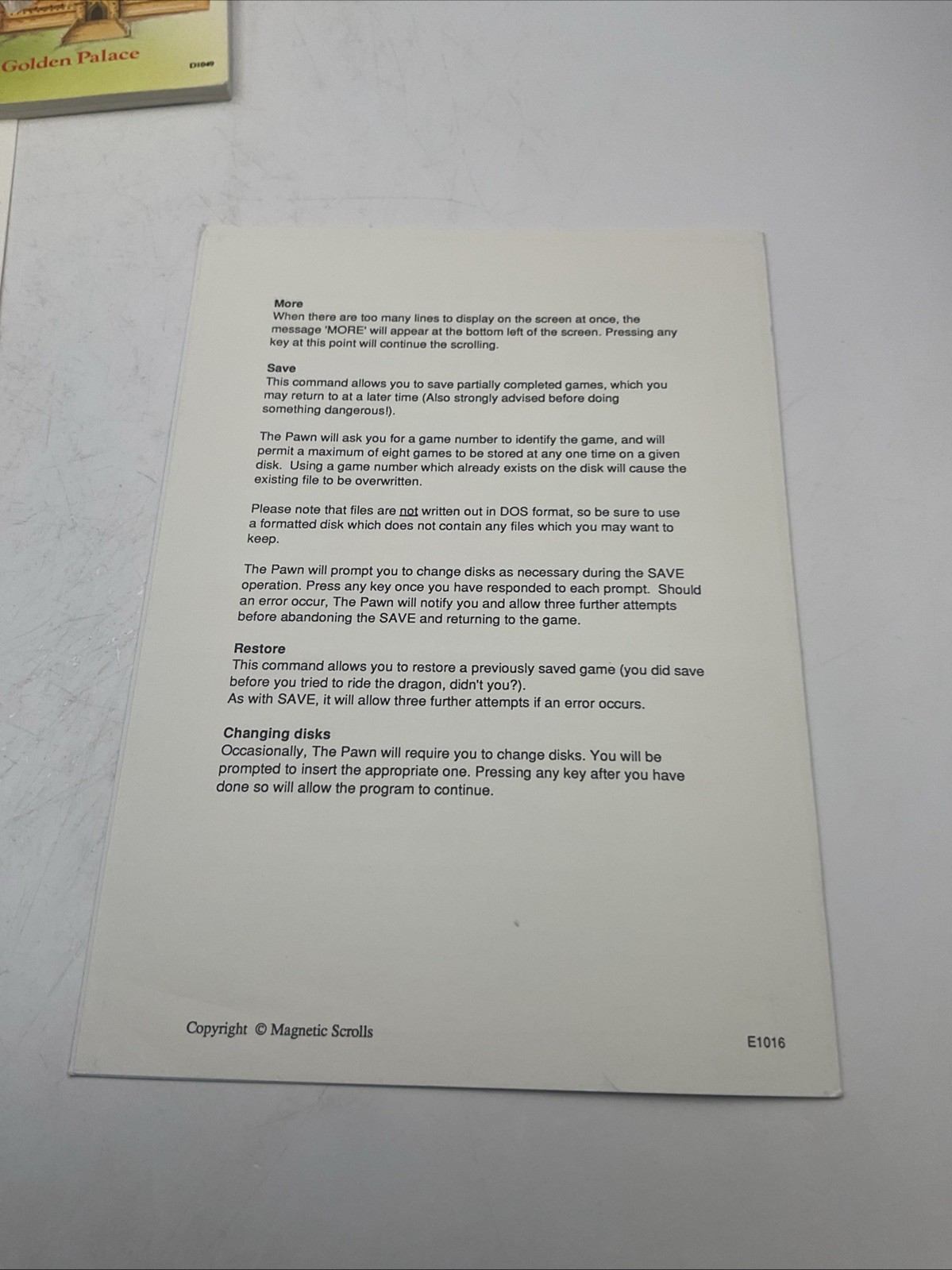 The Pawn Rainbird Software for Atari 800/130XL Magnetic Scrolls 5.25