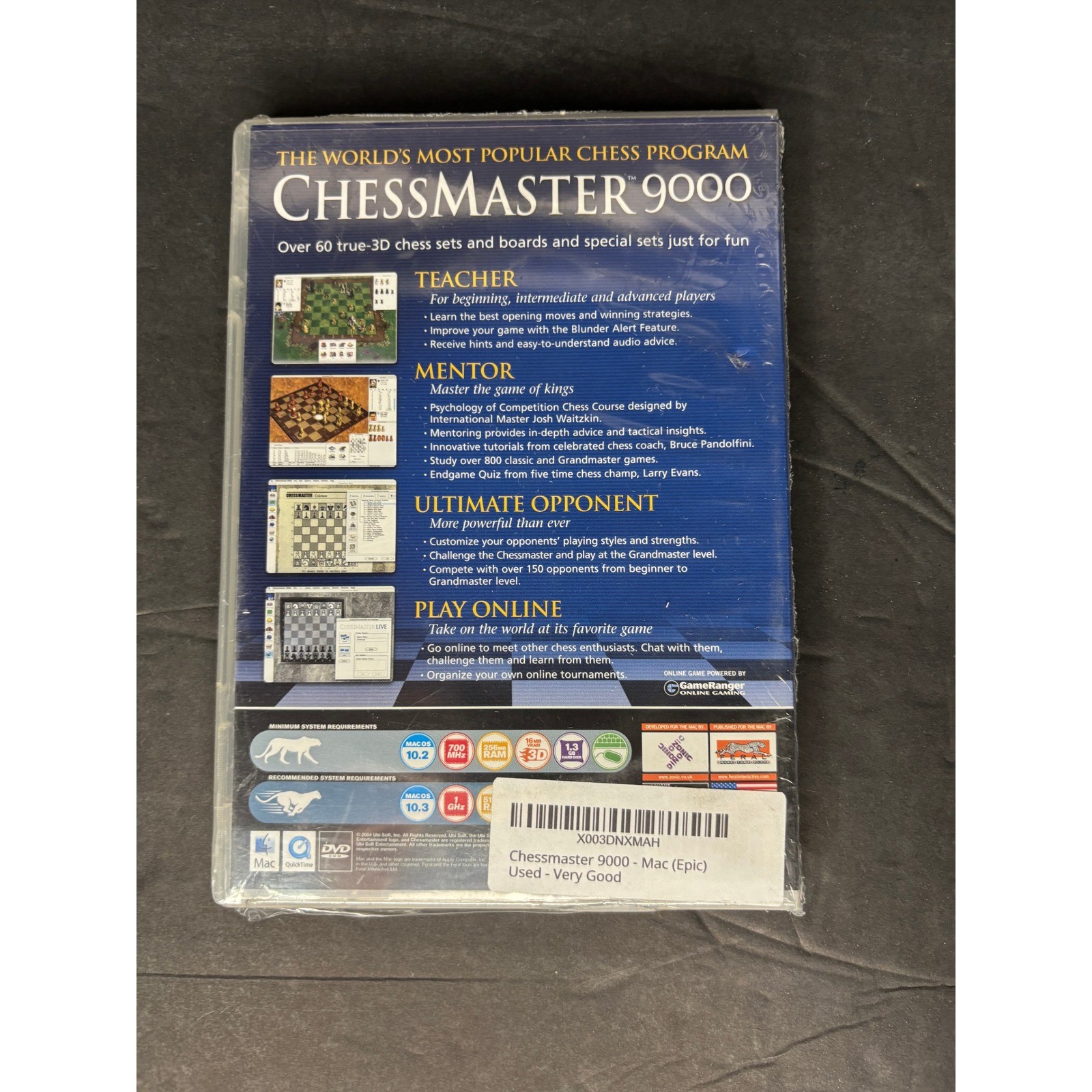 Chessmaster 9000 Mac DVD-ROM Ubisoft Feral Interactive Strategy Game