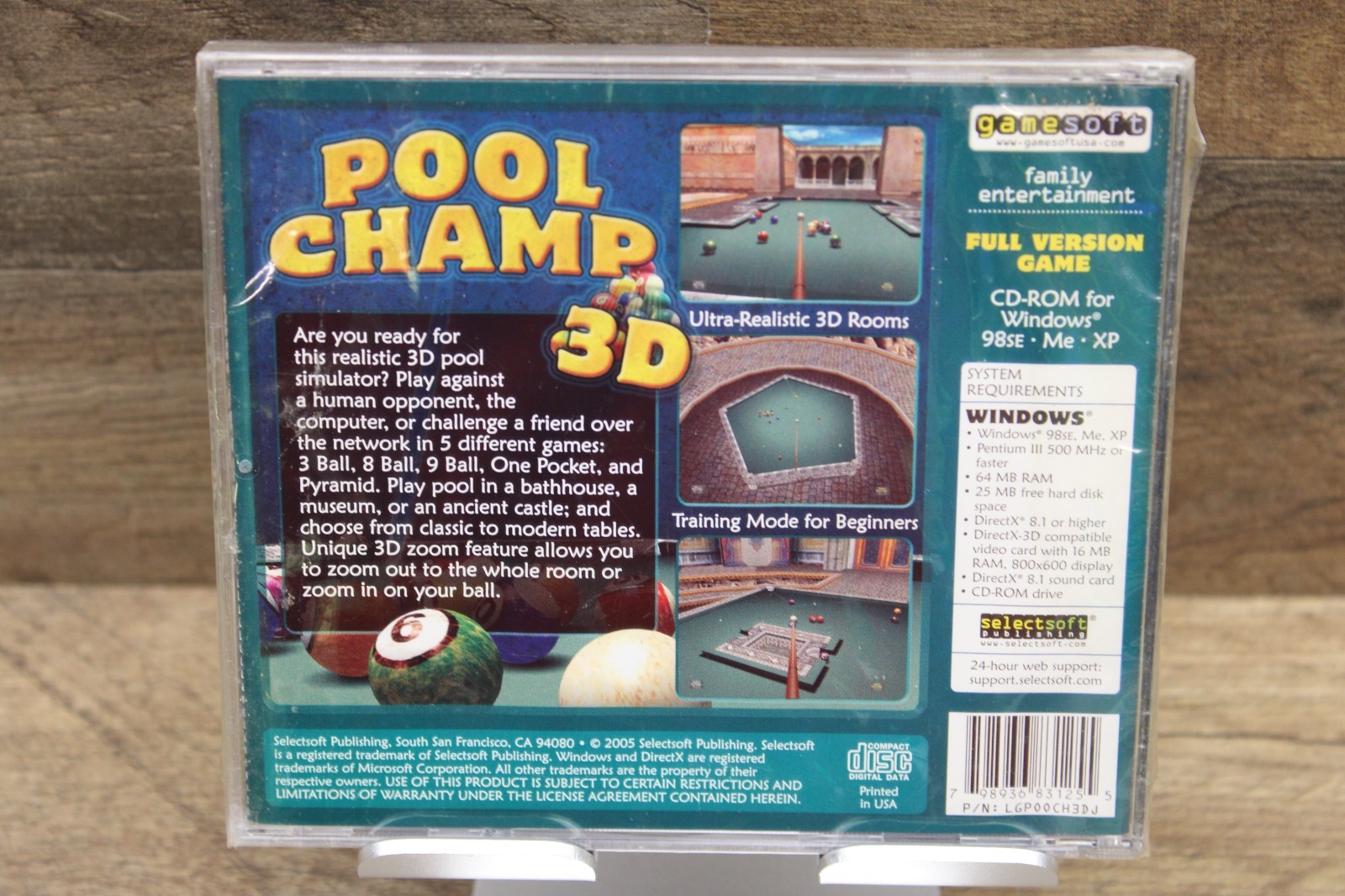 Vintage New GameSoft Pool Champ 3D PC Video Game (2005) Windows VISTA/XP/98SE
