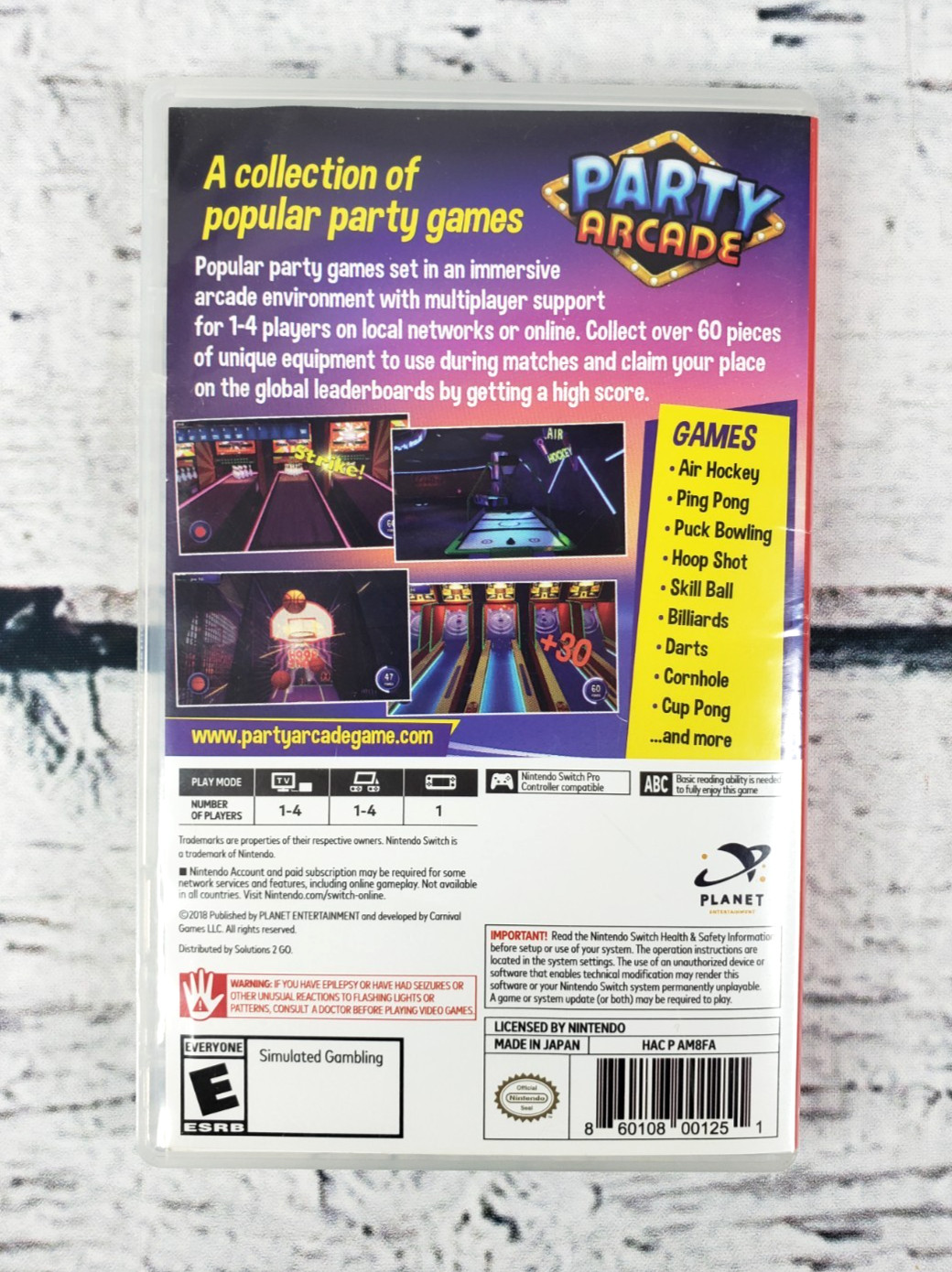 Party Arcade Nintendo Switch Game Cornhole/Darts/Billiards/Cup Pong/Air Hockey