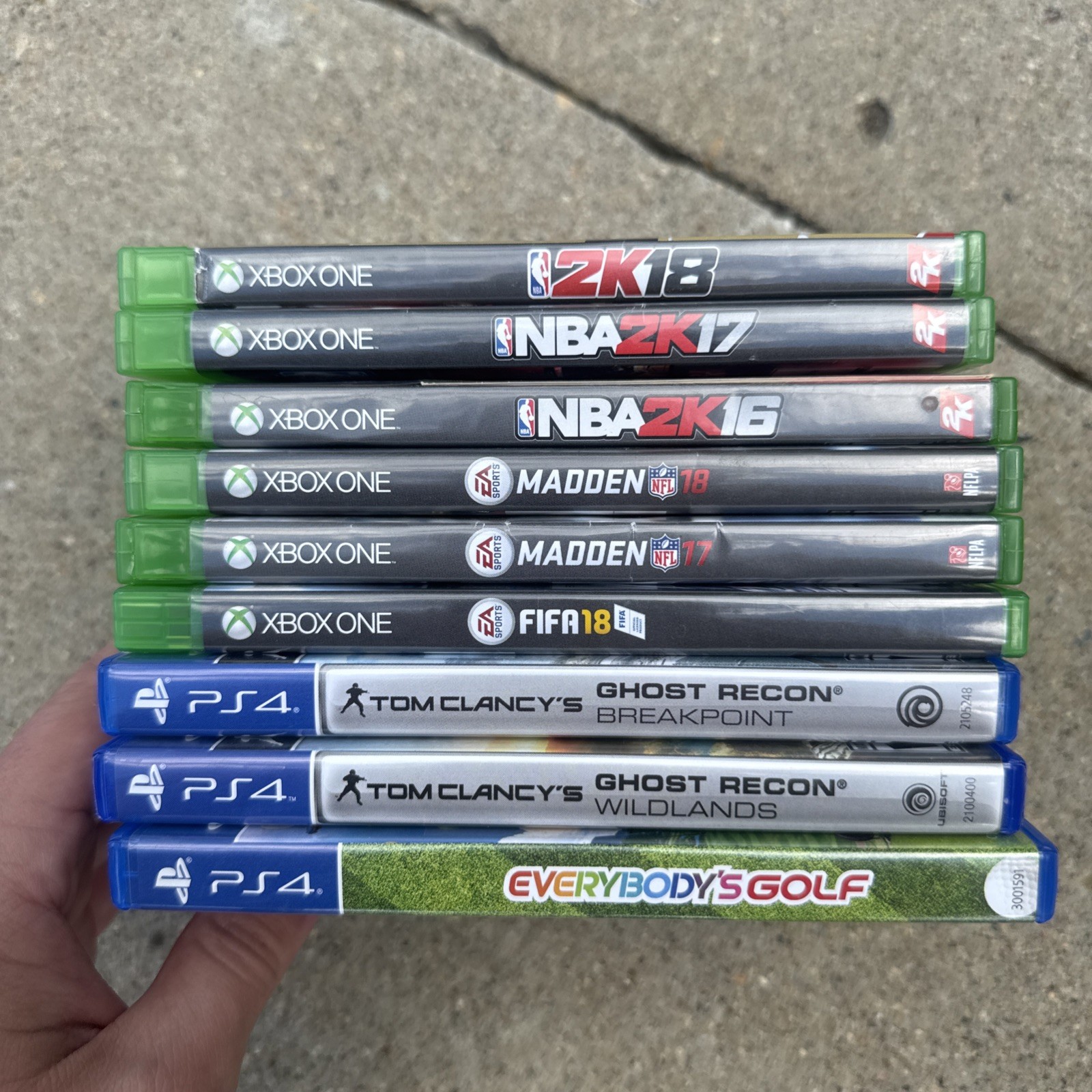 PS4 Xbox One Video Game Lot Ghost Recon, Everybody’s Golf, Madden, NBA 2K, FIFA