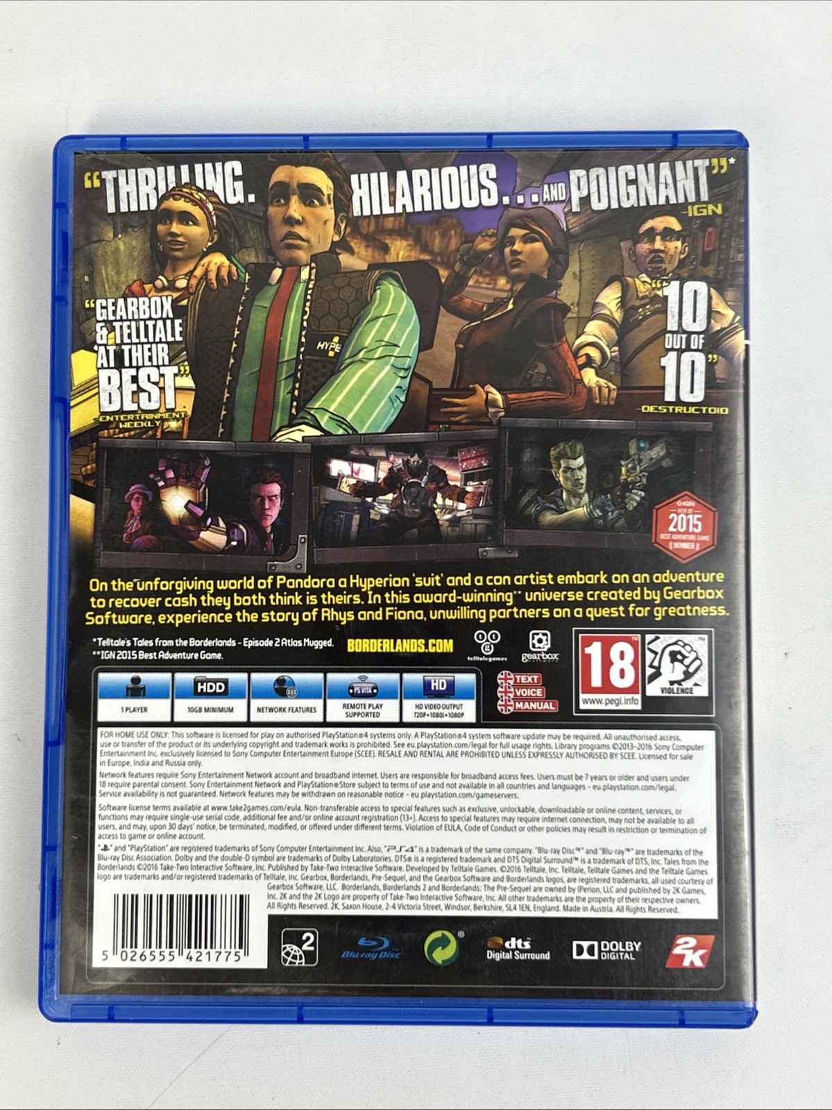 Tales From The Borderlands (PS4) PEGI 18+ Compilation FREE Ship EUC Adult Owned