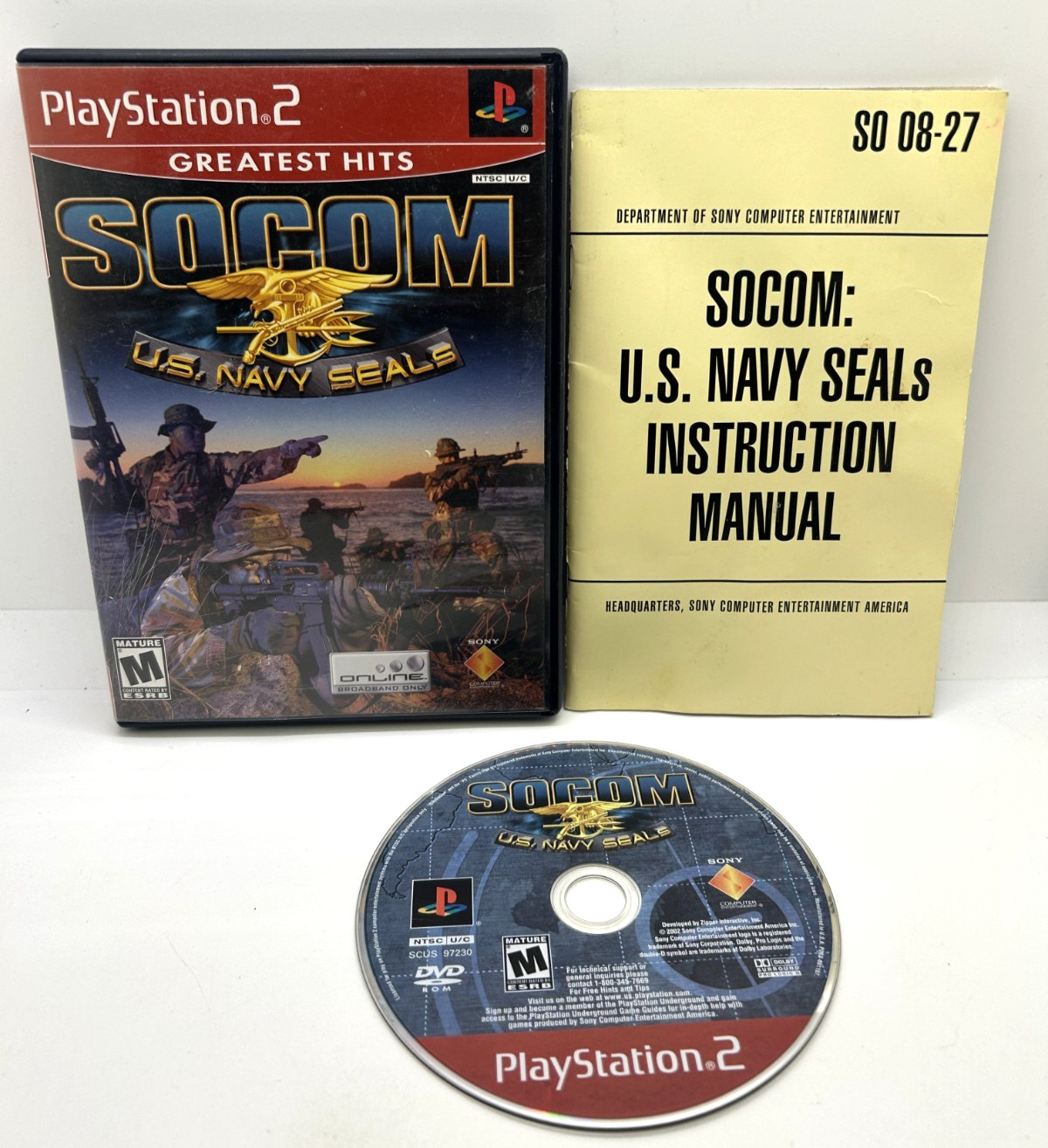 SOCOM U.S. Navy Seals (Sony PlayStation 2, 2002) Socom 1 PS2 Complete