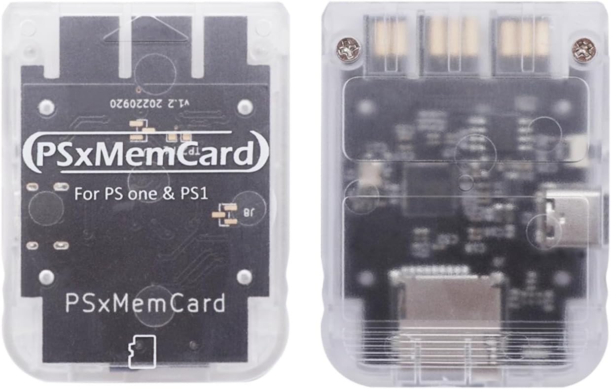 BITFUNX PSxMemCard PS1 Memory Card – Supports Firmware Upgrade, Tran-White