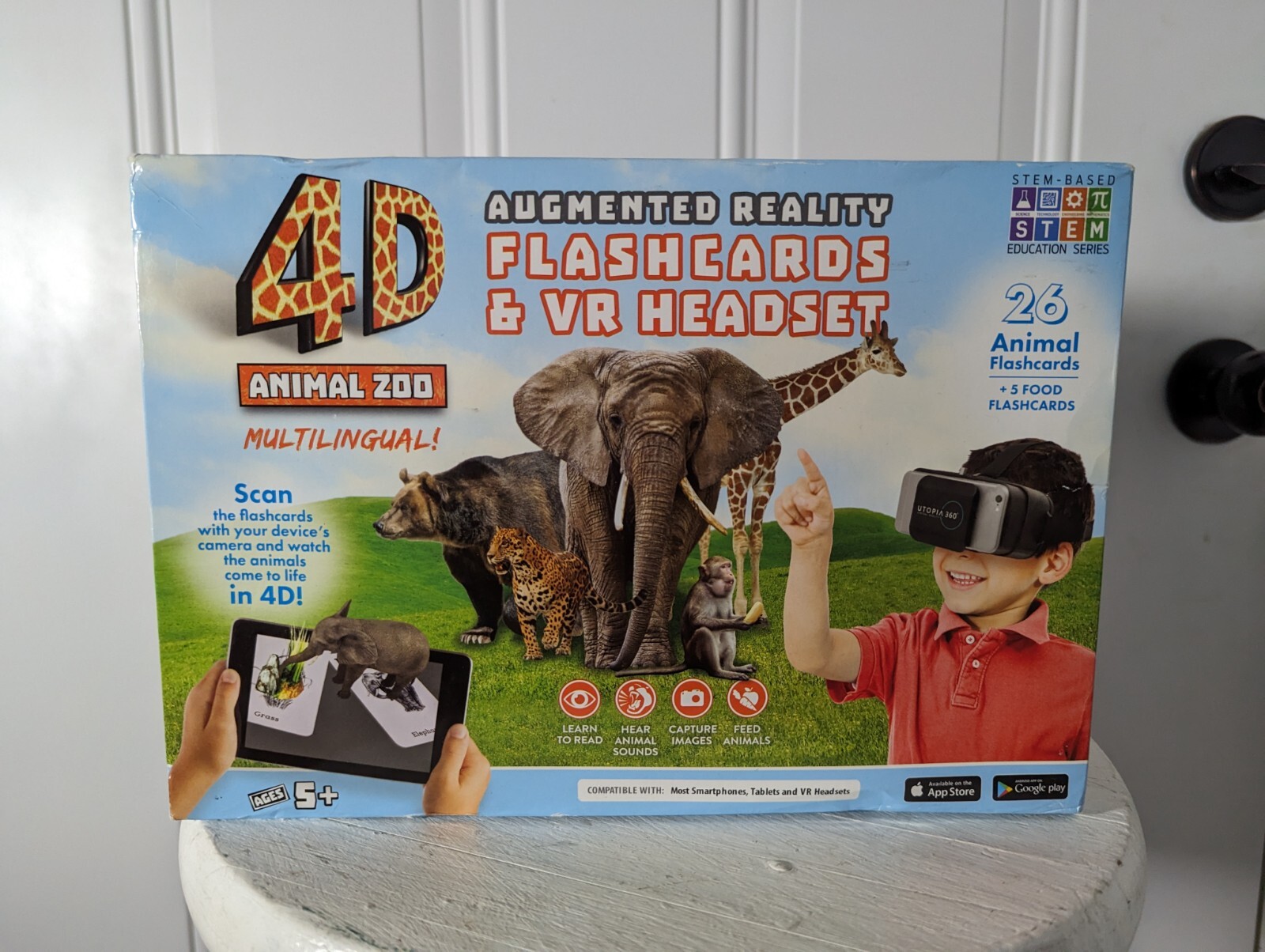4D+ Utopia 360° Animal Zoo: Augmented Reality Cards & VR Headset Toys STEM