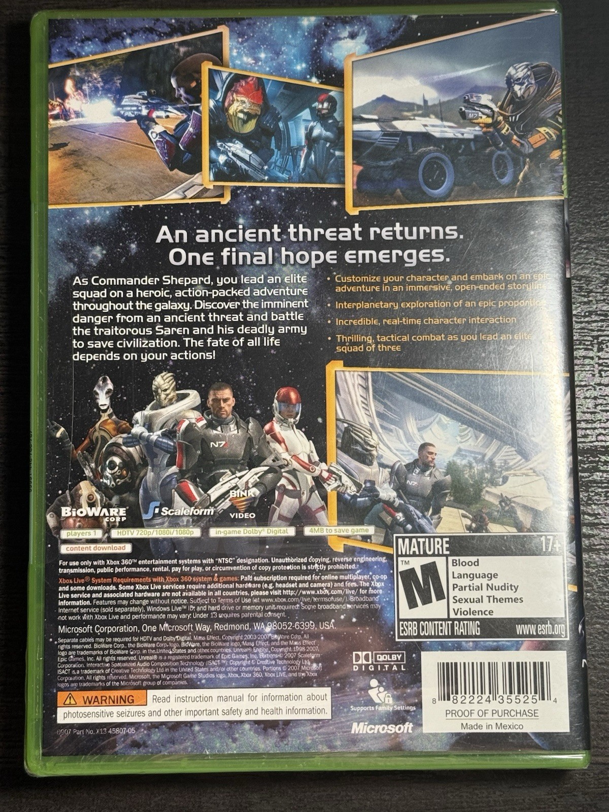 ⭐️ Sealed First Print Mass Effect (Microsoft Xbox 360, 2007) Do Not Sell Before
