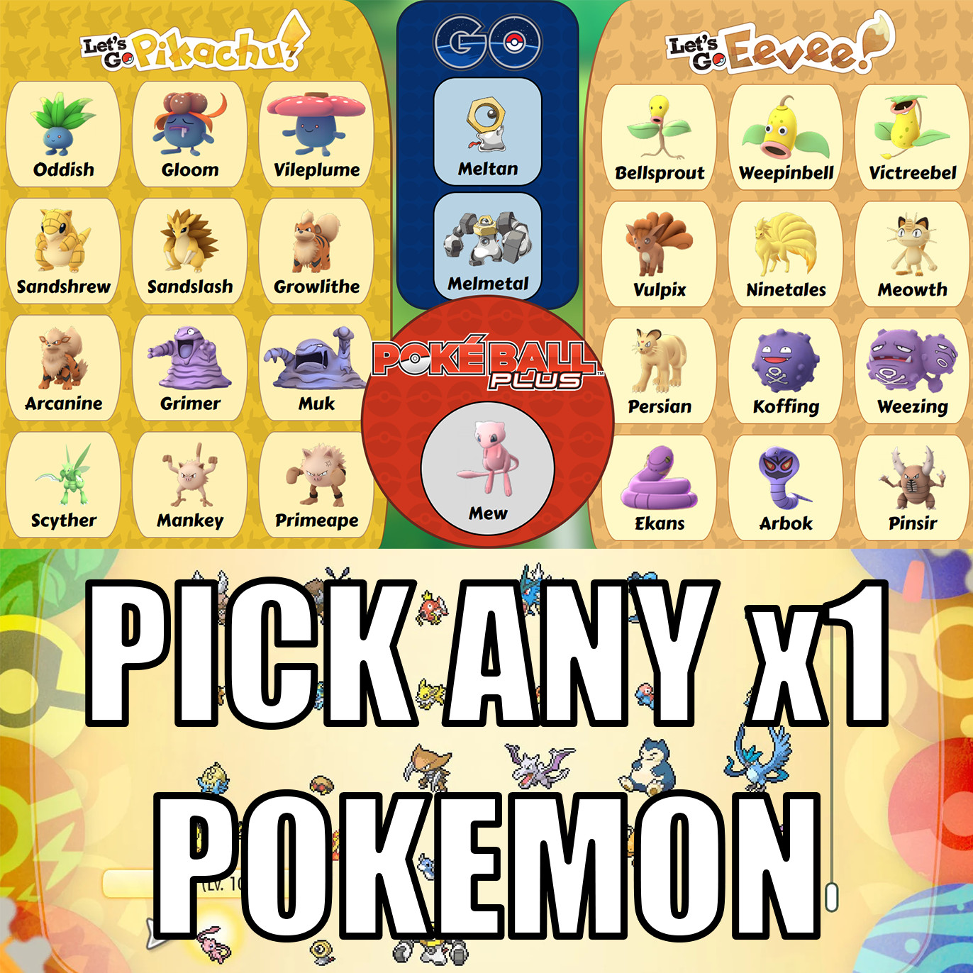 Pokemon Let’s Go Pikachu/Eevee PICK ANY x1 Pokemon Version Exclusive POKEDEX🔥✅