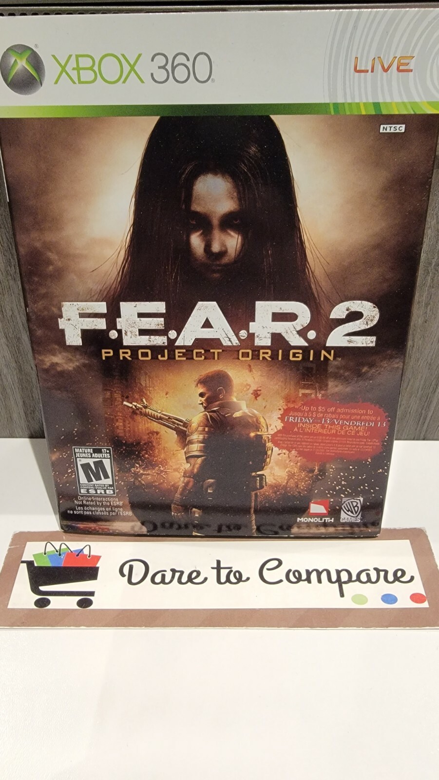 F.E.A.R. 2: Project Origin (Microsoft Xbox 360, 2009) W/ Slipcover and Promo Chq