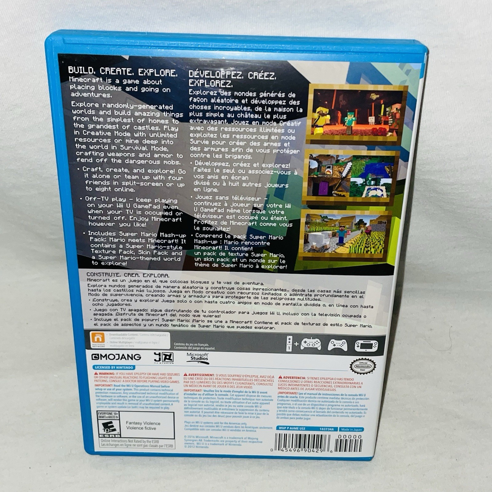 Minecraft Video Game for Wii U Nintendo Microsoft Mojang 2016 Edition