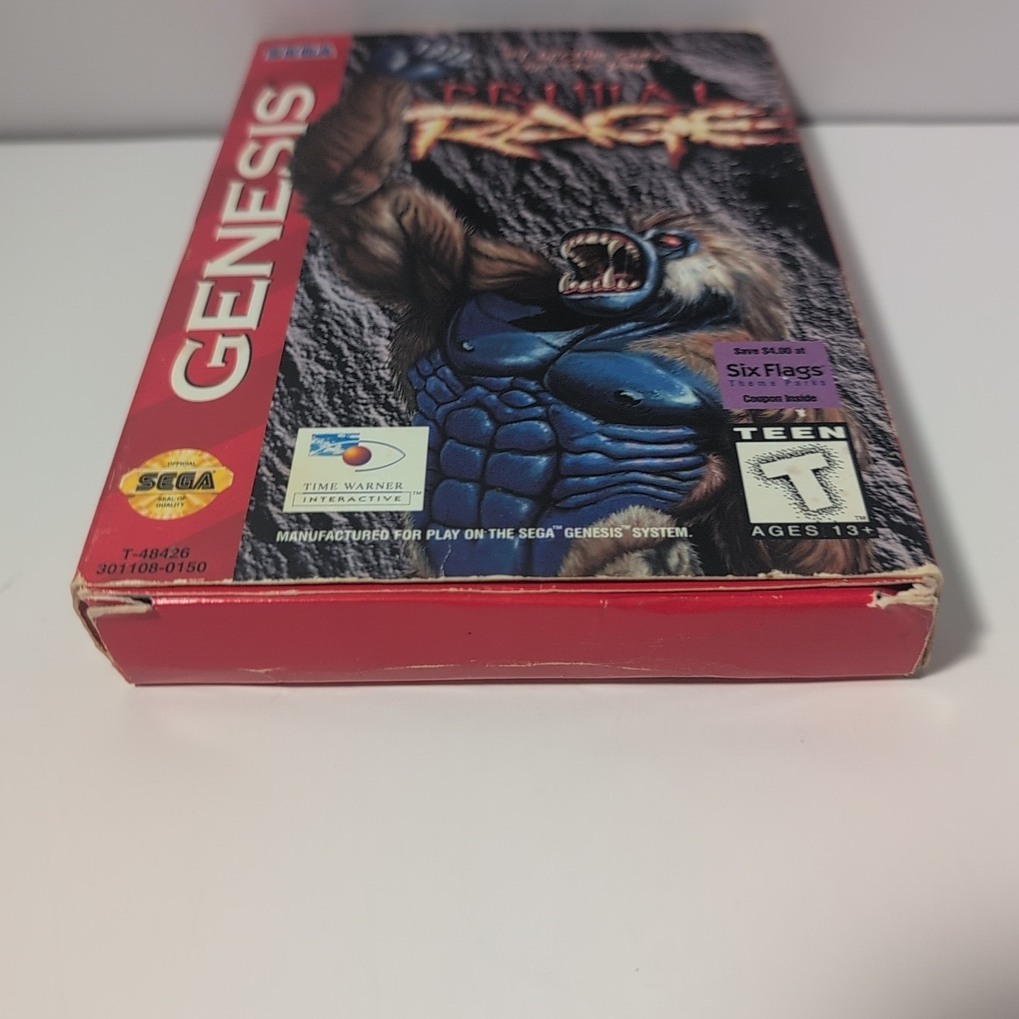 Primal Rage Sega Genesis Authentic with Box & Plastic Protector Case No Manual