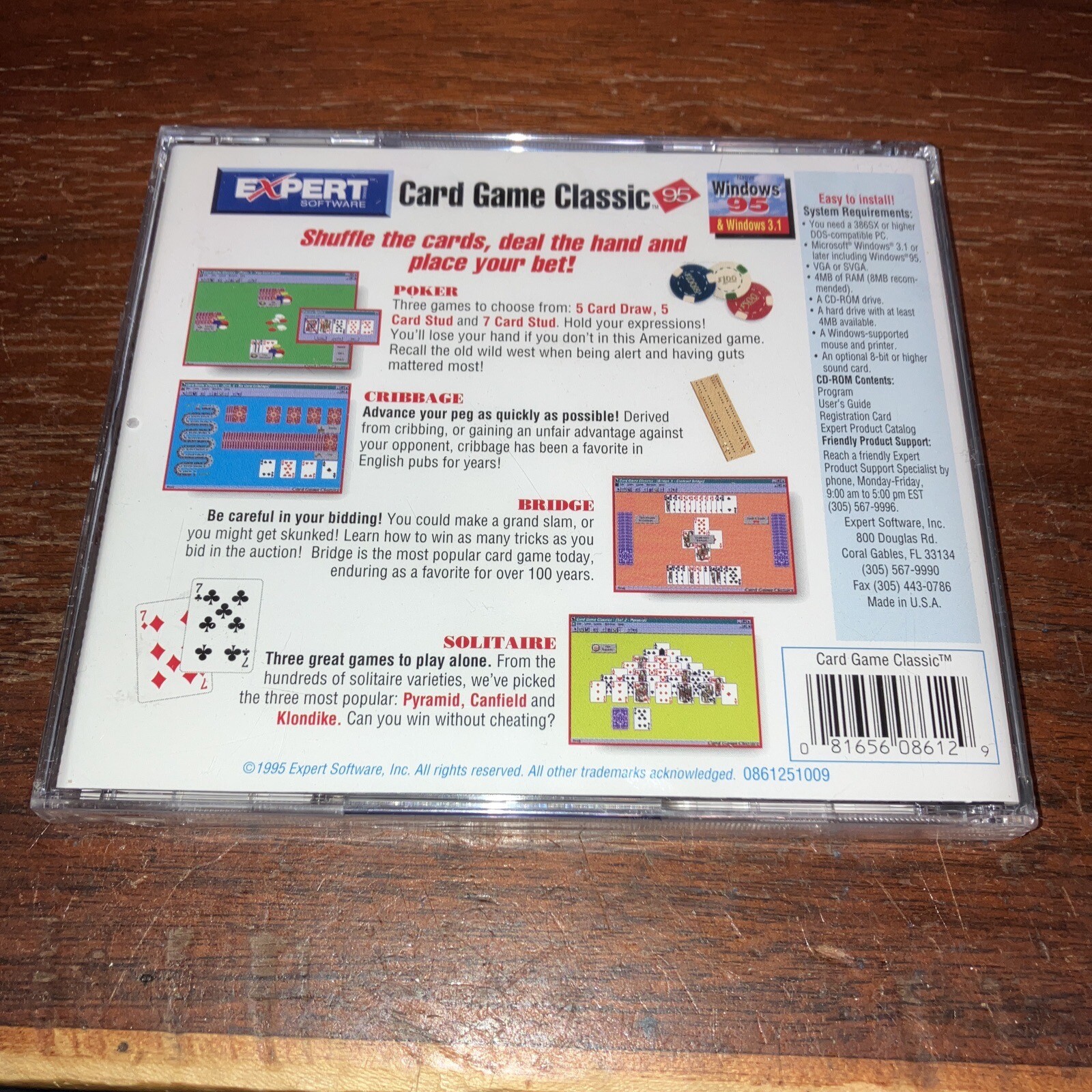 Card Game Classics (PC, 1995) – Expert Software – New Sealed Jewel Case Version