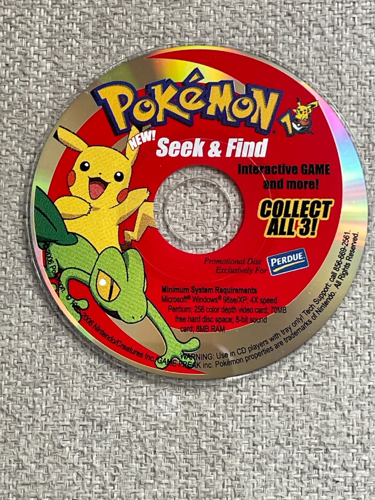 RARE 2006 PERDUE POKEMON SEEK & FIND PROMOTIONAL INTERACTIVE GAME PC DISC WORKS