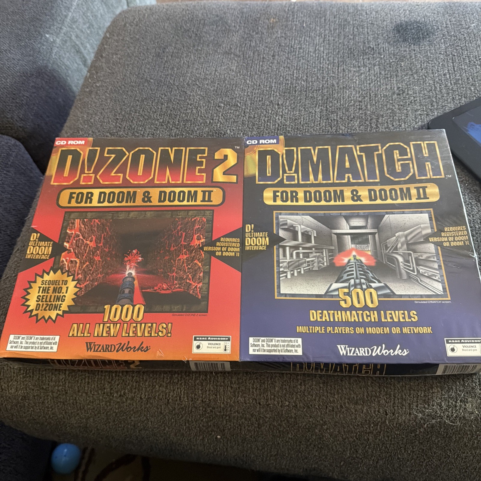 D!ZONE 2 & D!MATCH 2 Pack for DOOM & DOOM II Big Box PC Wizardworks – RARE! NEW!