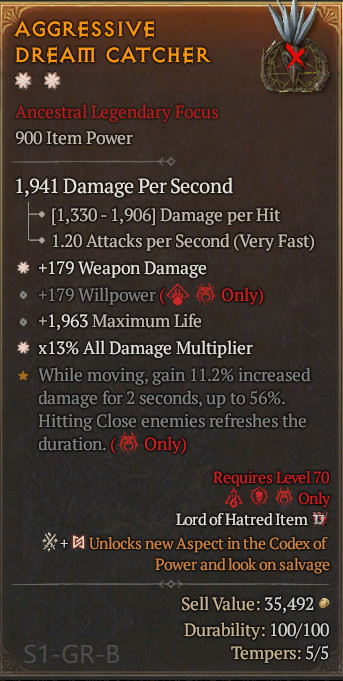🔥 Diablo 4 Season 14 🔥Ancestral Legendary Focus 1GA/ 4GA