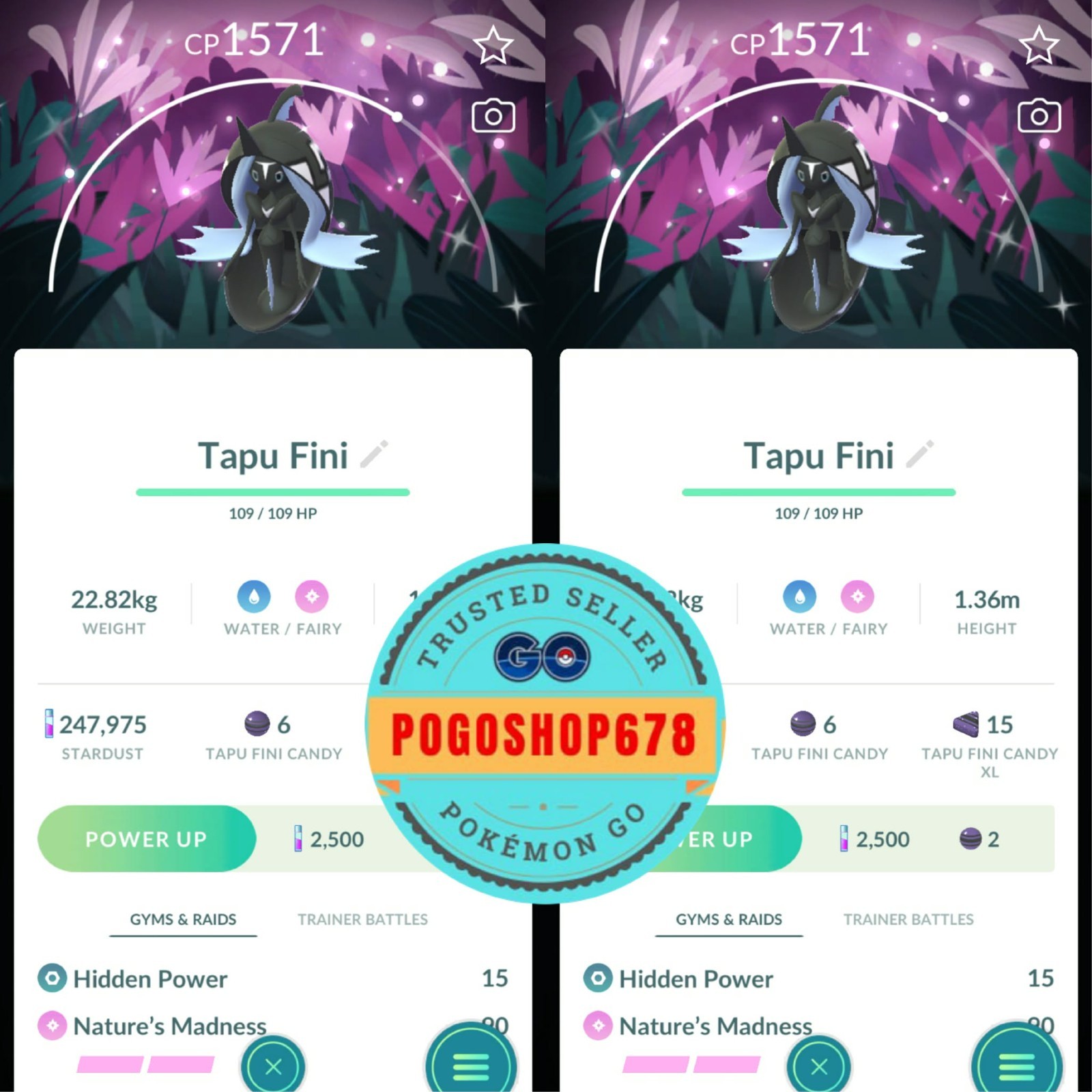 Pokémon PTC Go – Shiny Tapu Fini Special Background ✨ Mini 80k Stardusts